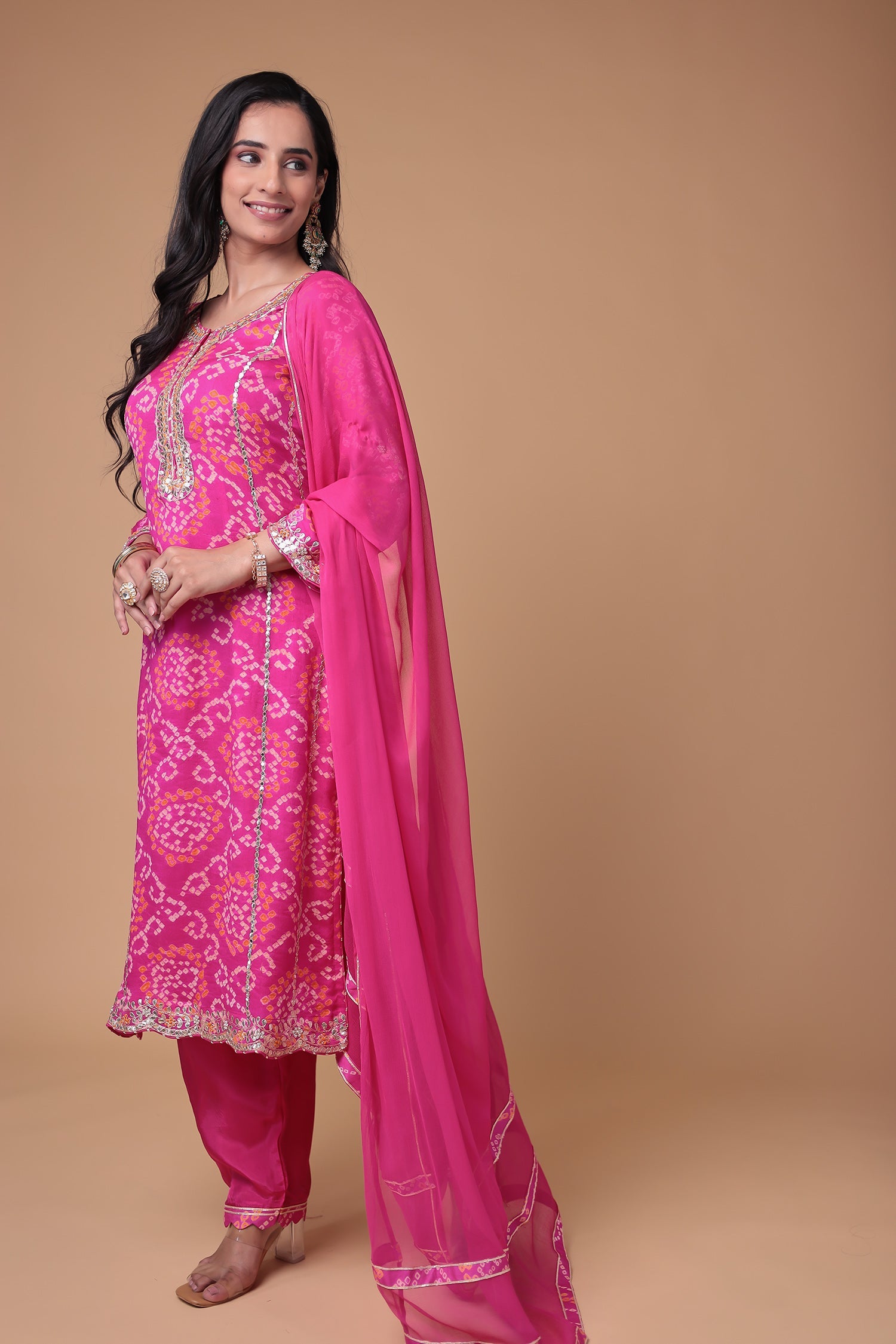 Georgette Suit with Bandhej, Gota Patti and Thread work