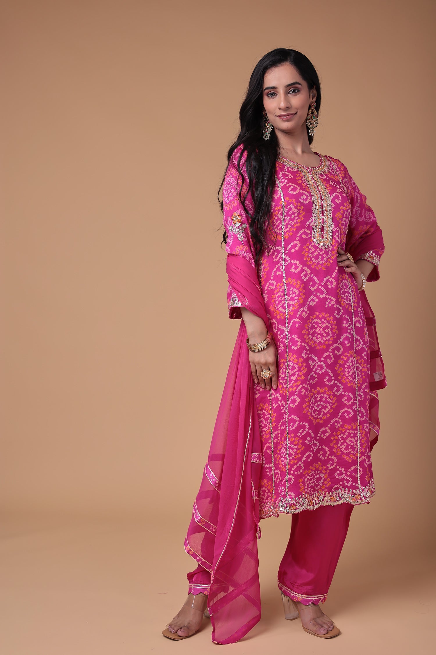Georgette Suit with Bandhej, Gota Patti and Thread work