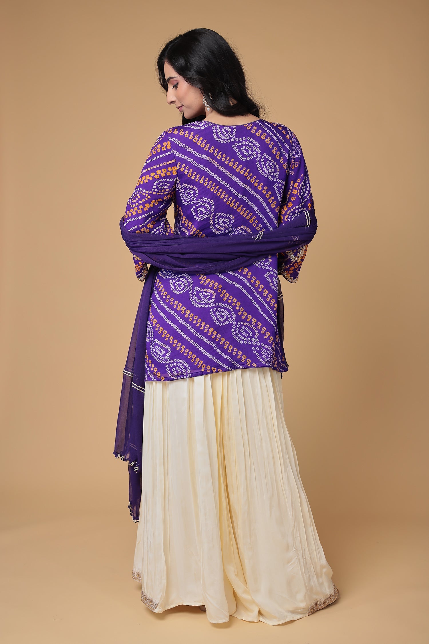 Bandhej Chinon Georgette Suit with Pearl and Thread work