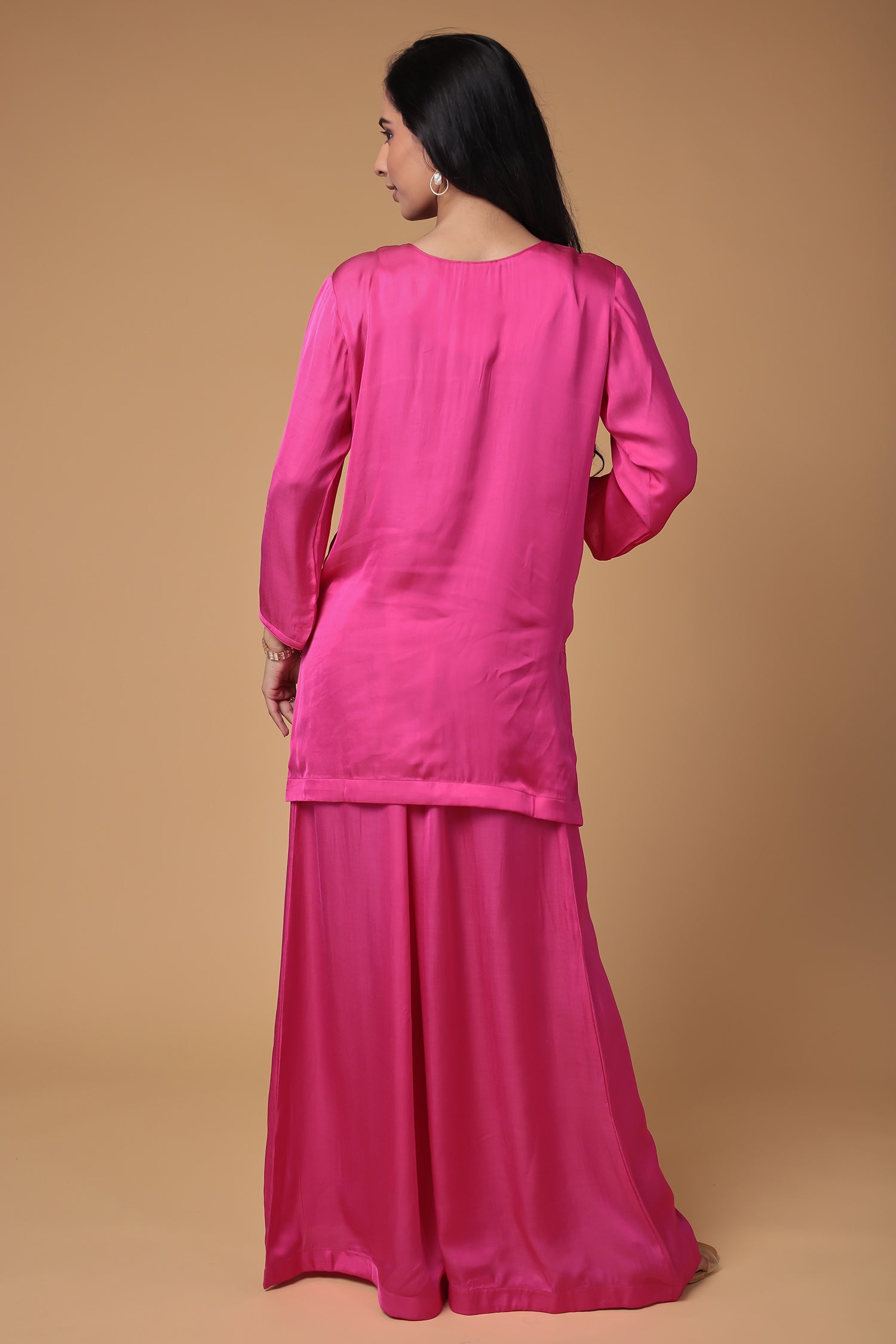 Satin Silk Indowestern with Dori and Sequins work