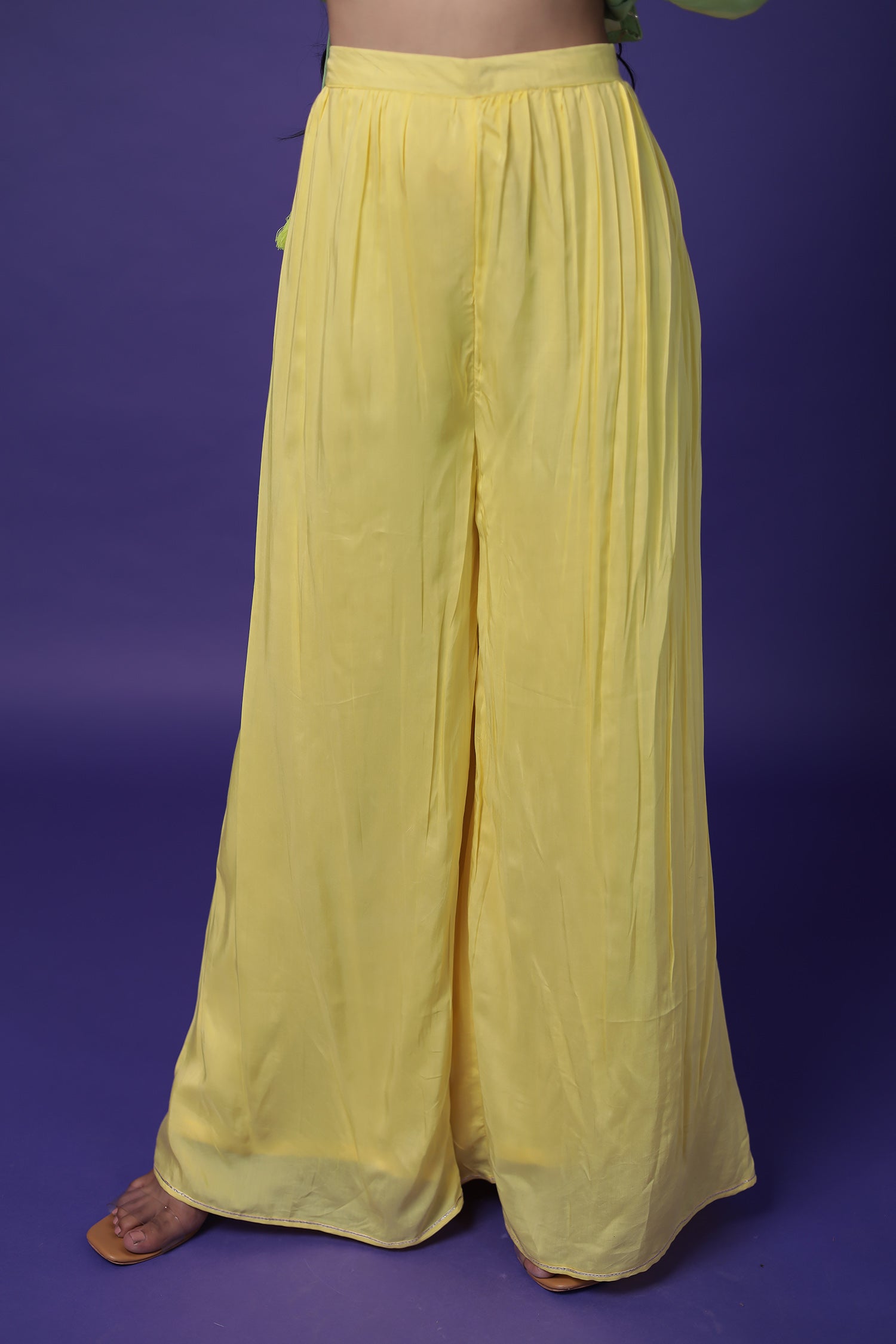 Leheriya Chanderi Silk Suit with Dori, Gota Patti and Zardozi work