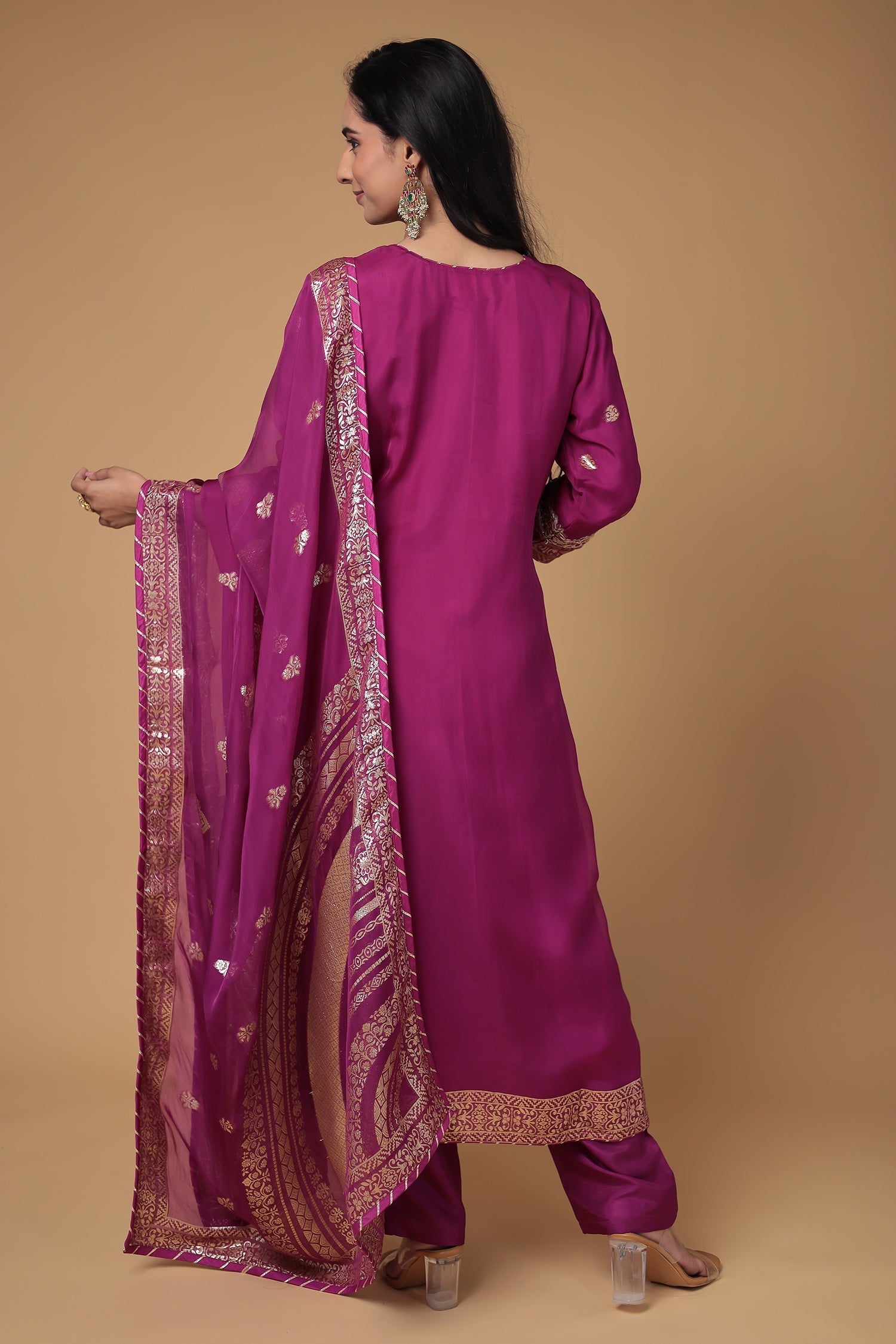 Handloom Organza Suit with Gota Patti,Thread and Zardozi, Handloom work