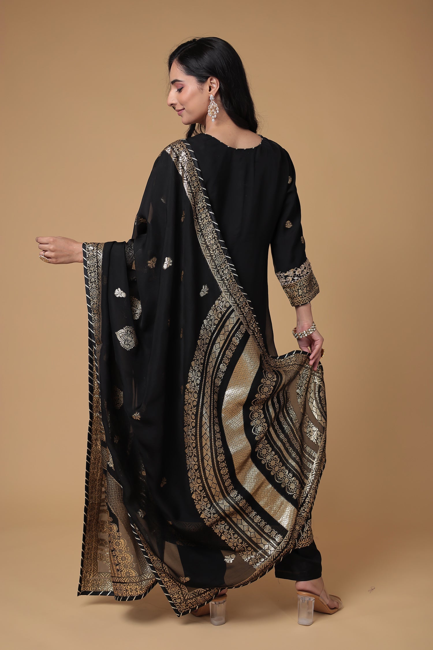 Handloom Organza Suit with Gota Patti,Thread and Zardozi, Handloom work