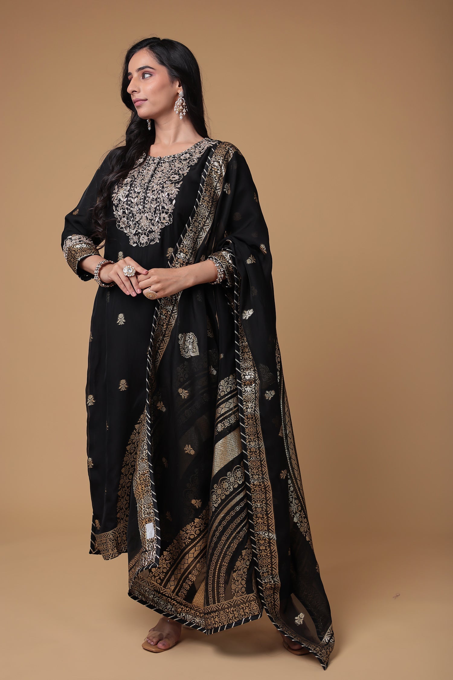 Handloom Organza Suit with Gota Patti,Thread and Zardozi, Handloom work