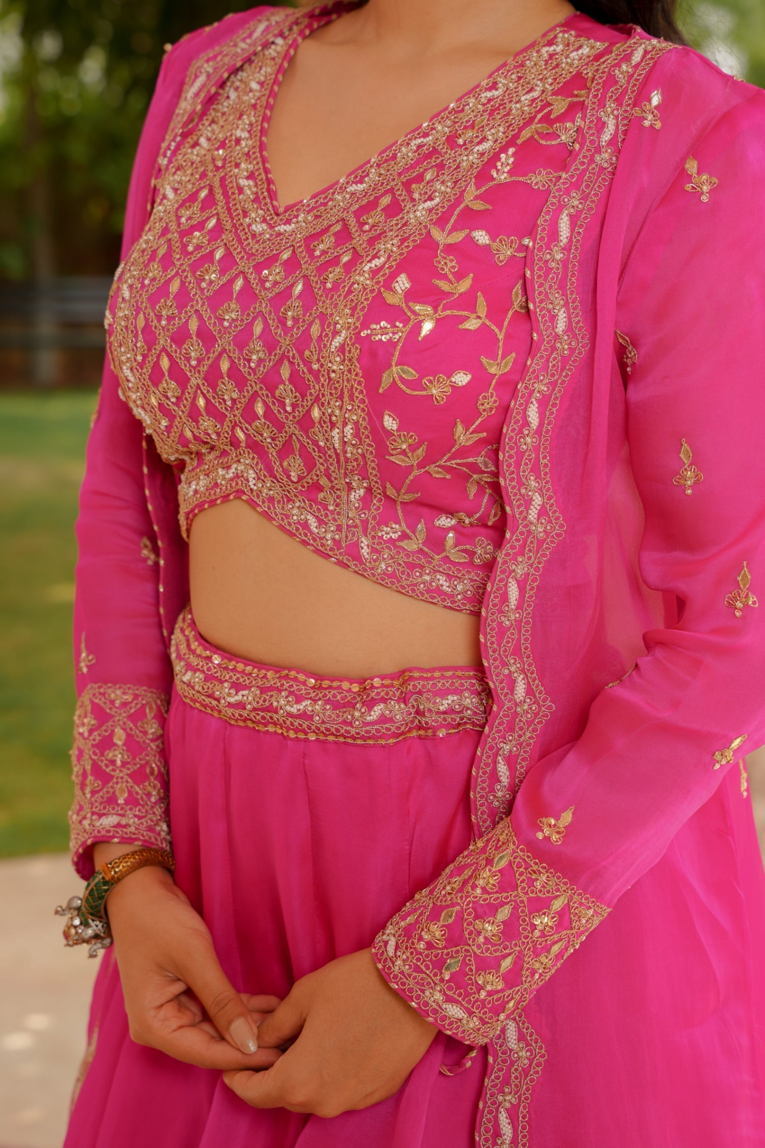 Organza Indowestern with Dori, Gota Patti and Zardozi work