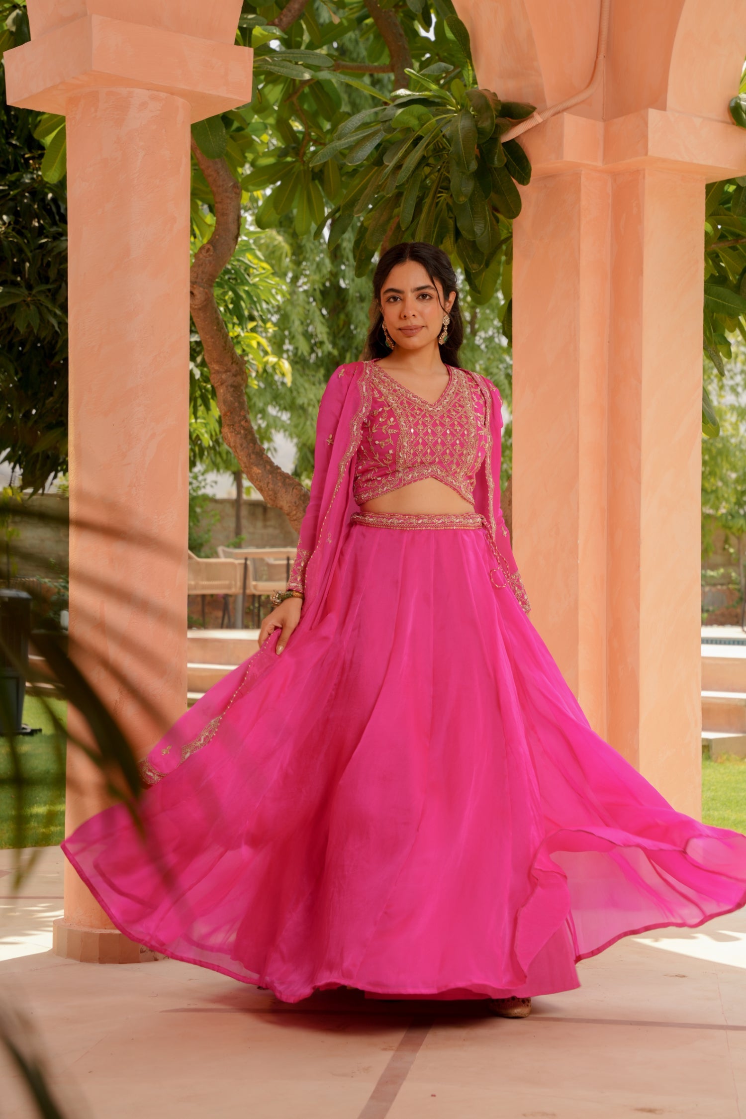 Organza Indowestern with Dori, Gota Patti and Zardozi work