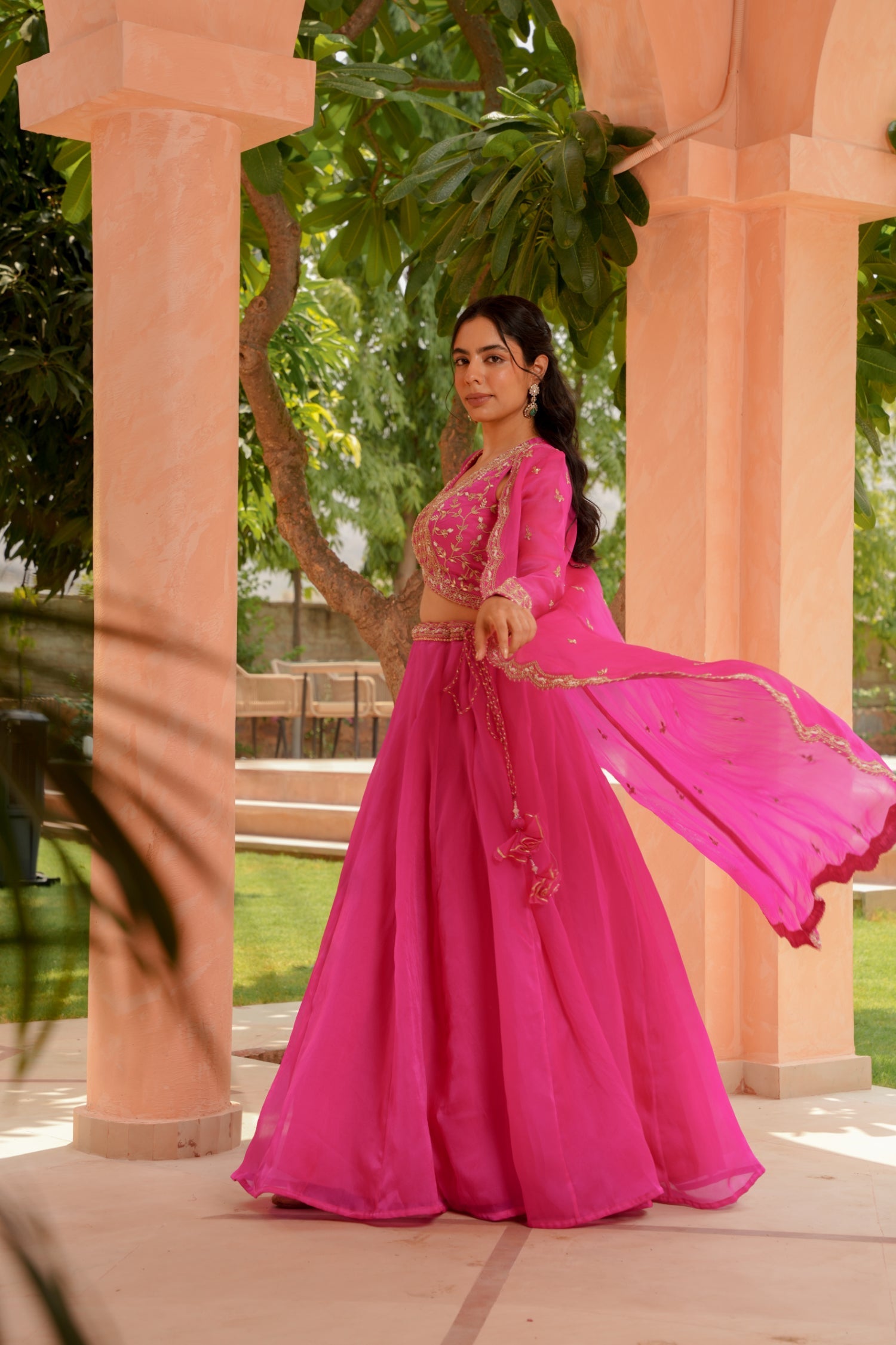 Organza Indowestern with Dori, Gota Patti and Zardozi work