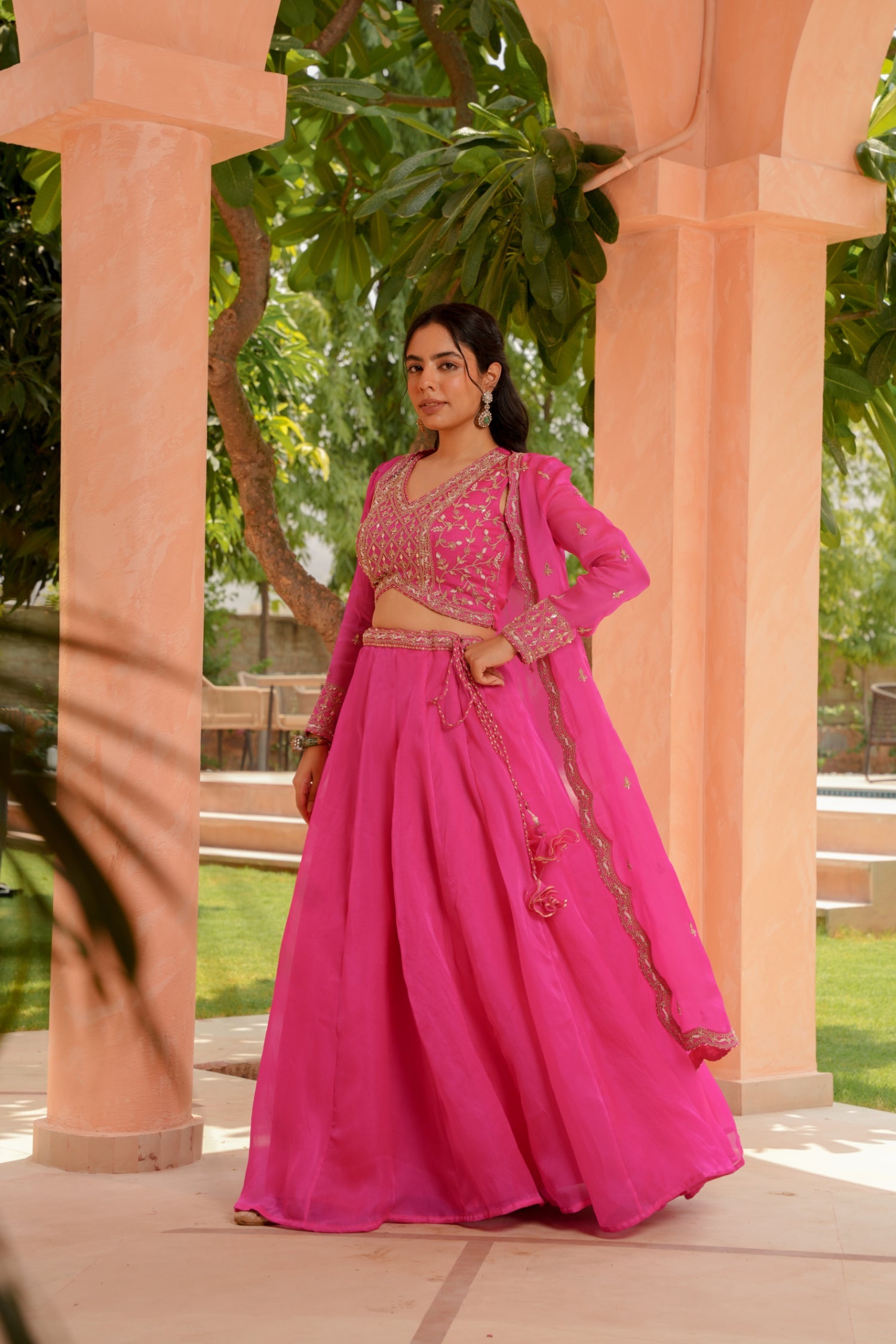 Organza Indowestern with Dori, Gota Patti and Zardozi work