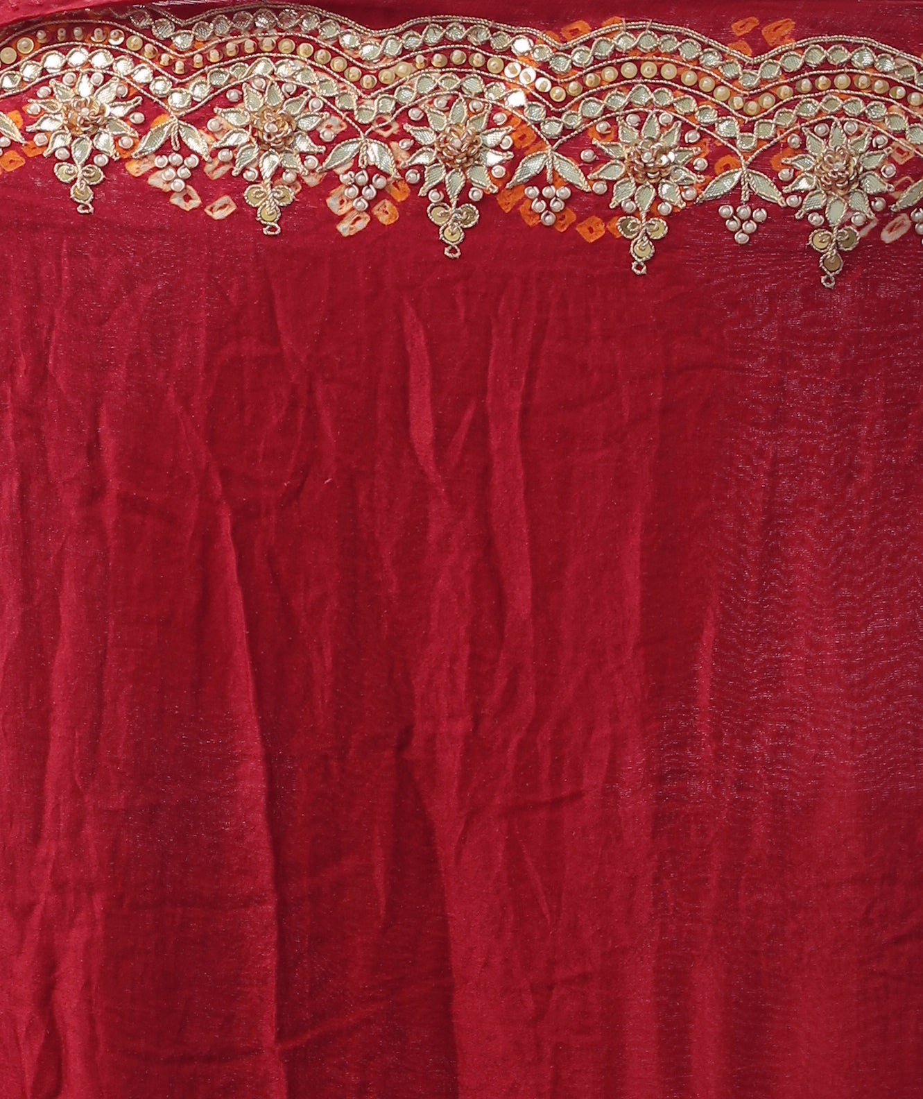 Traditional Gajji Silk Drape with Gota Patti, Pearl and Fine Zardozi Work
