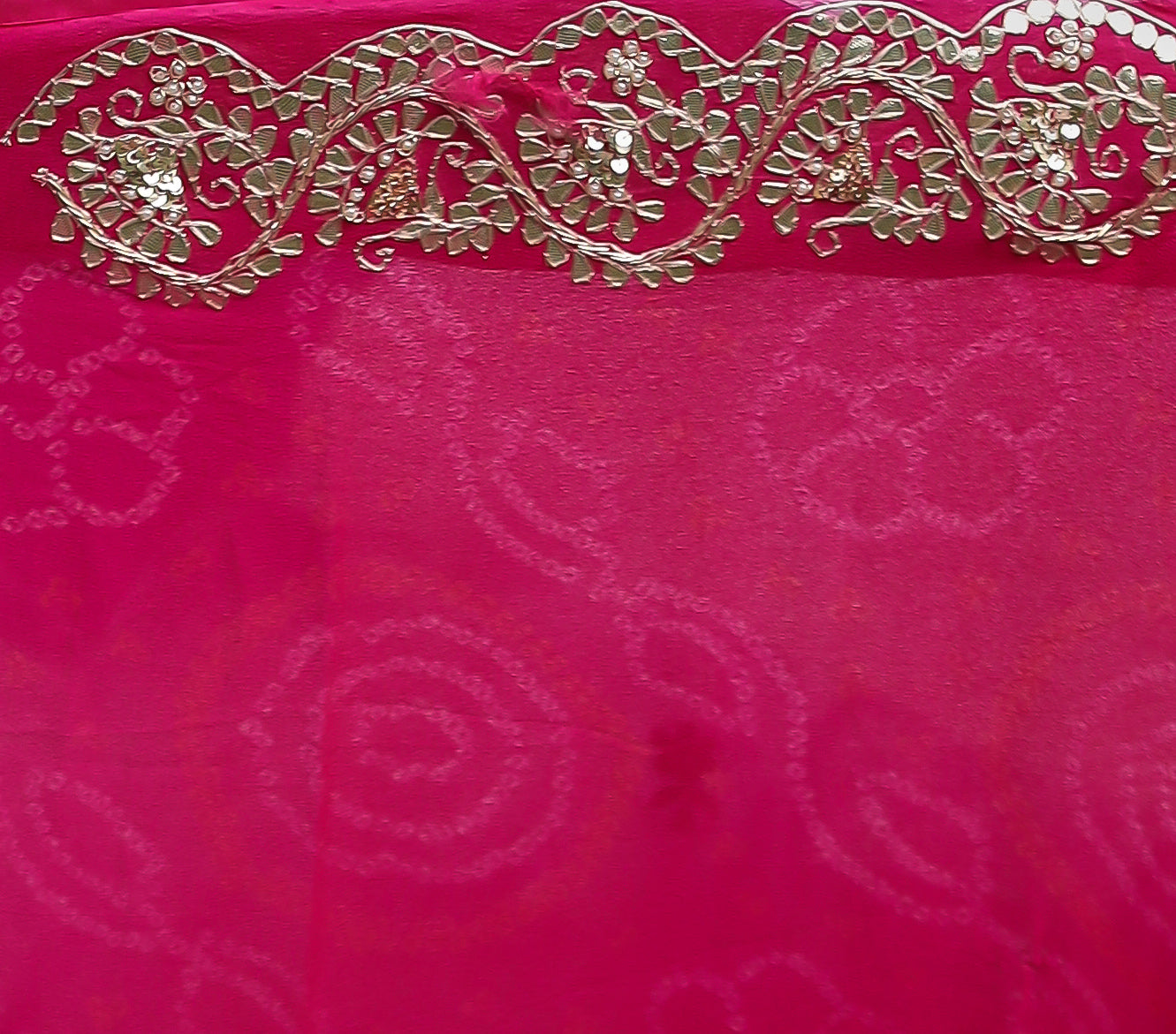 Bandhej Georgette Saree with Gota Patti and Zardozi work