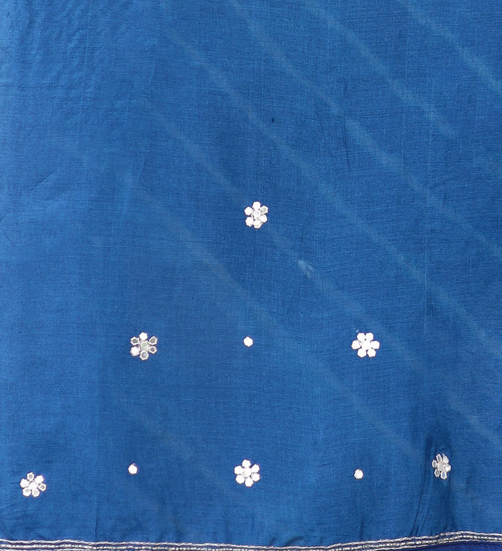 Leheriya Tussar Silk Saree with Aari & Gota Embroidery