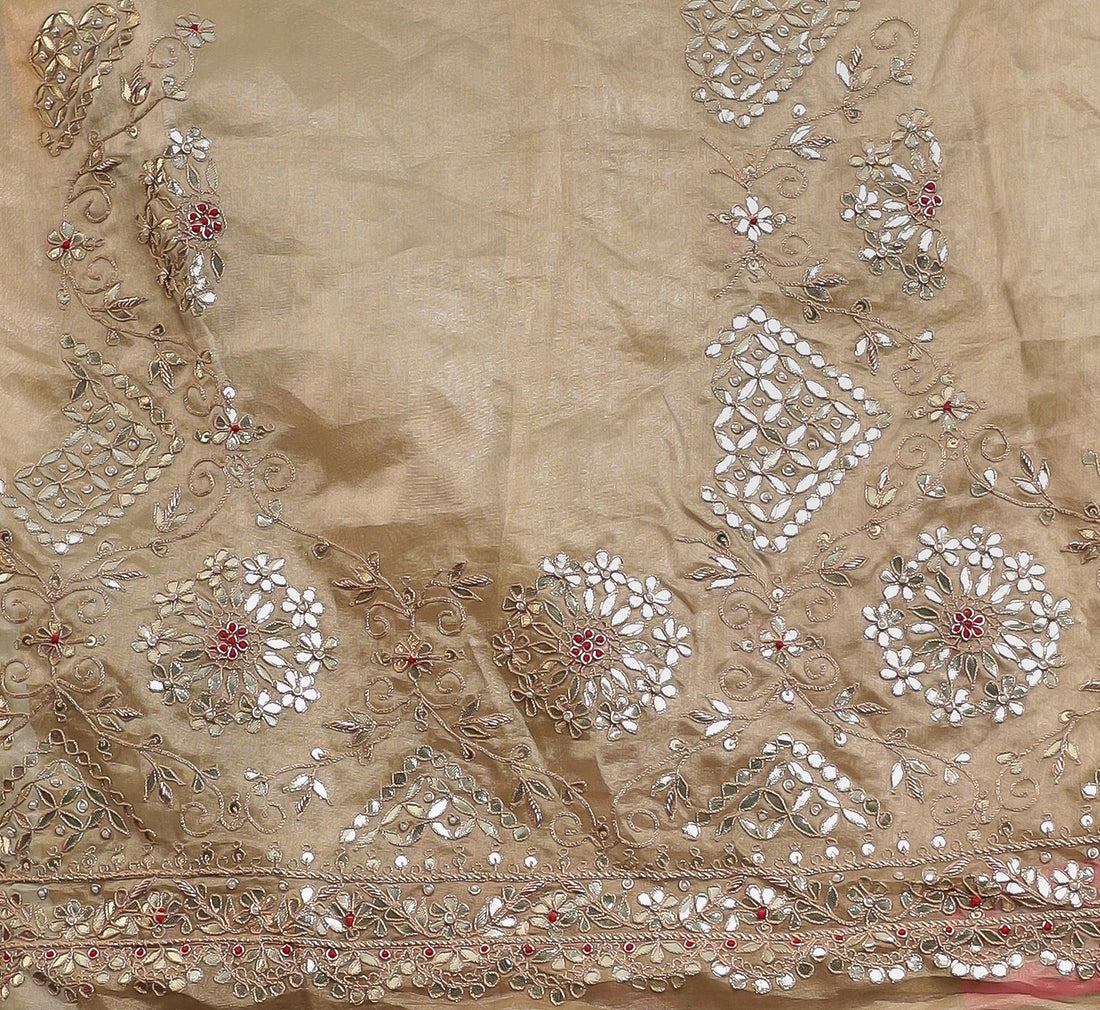 Designer Tissue Saree with Fine Gota Patti, Zardozi, Thread Embroidery