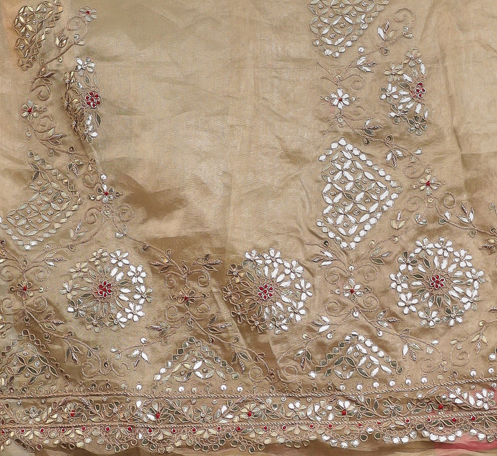 Designer Tissue Saree with Fine Gota Patti, Zardozi, Thread Embroidery