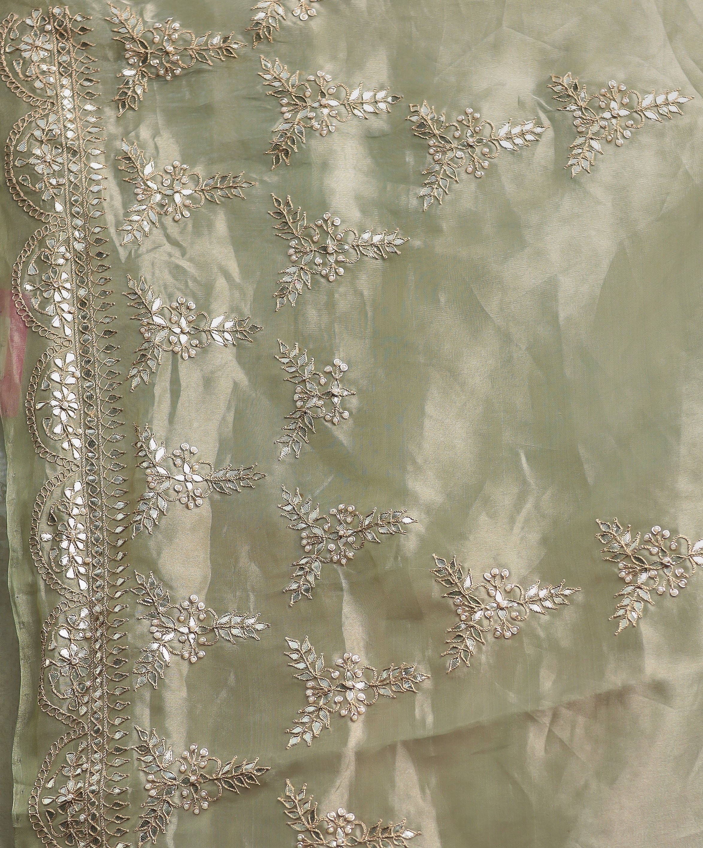 Tissue Saree with Gota Patti, Pearl work.