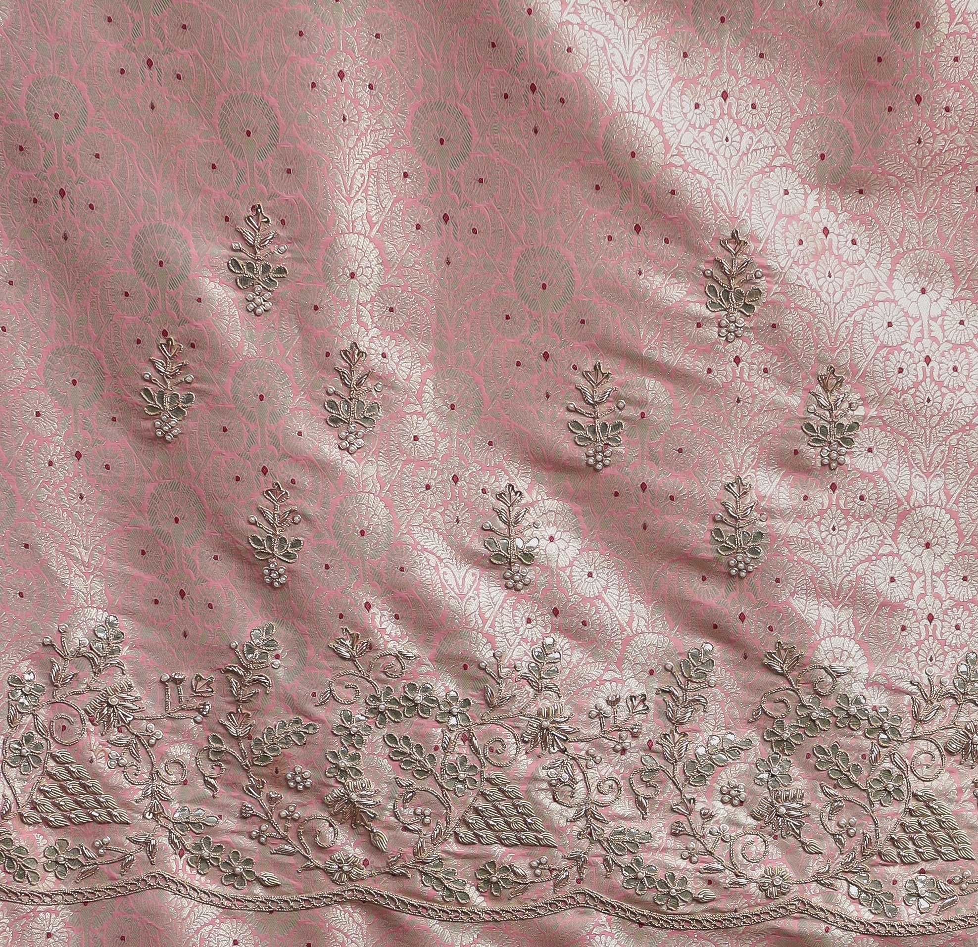 Fancy Tissue Saree with Gota, Pearl & Zardozi Embellishments