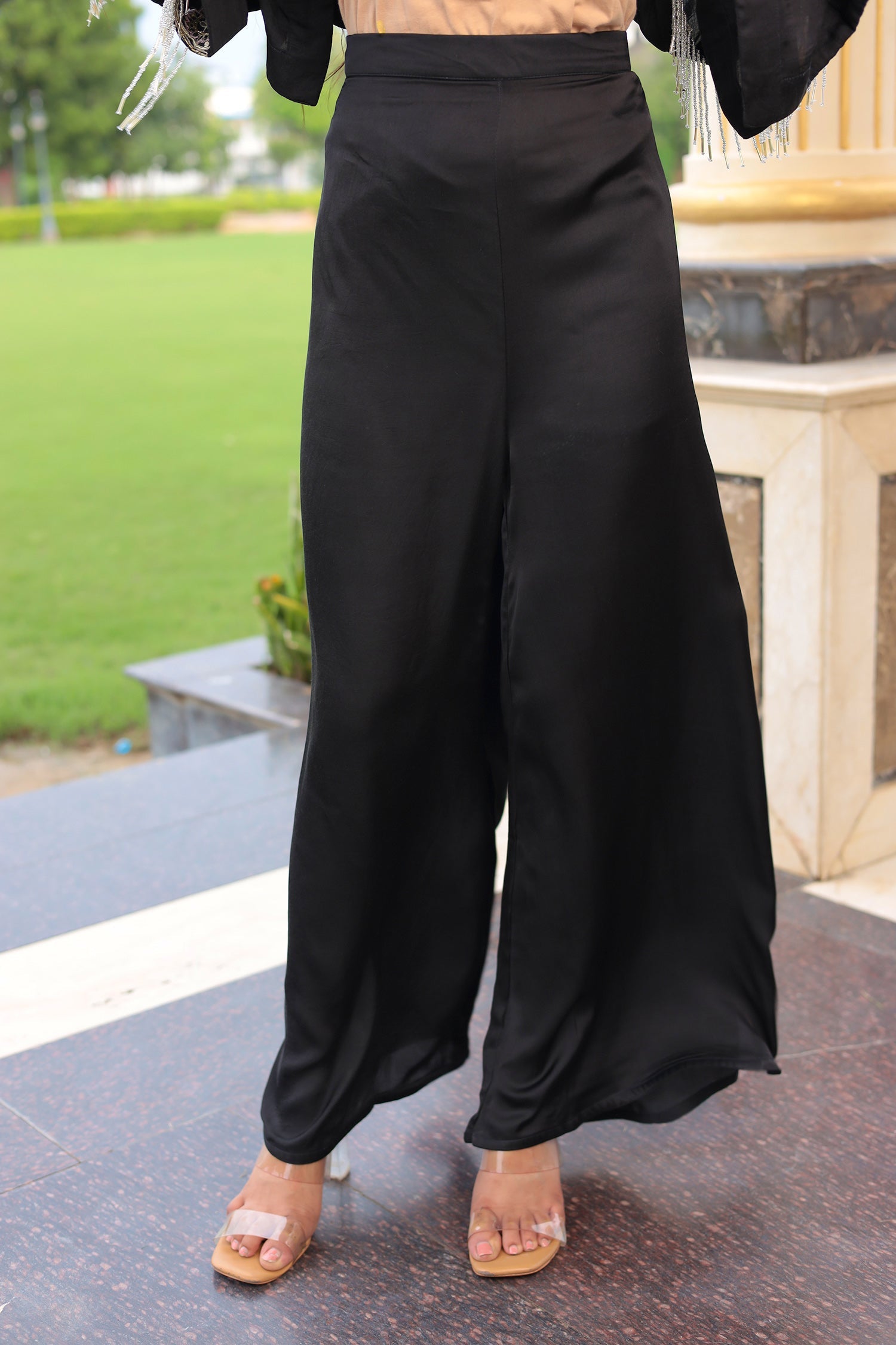 Satin Kaftan Silk Suit Embellished with Gota Patti and Cutdana work