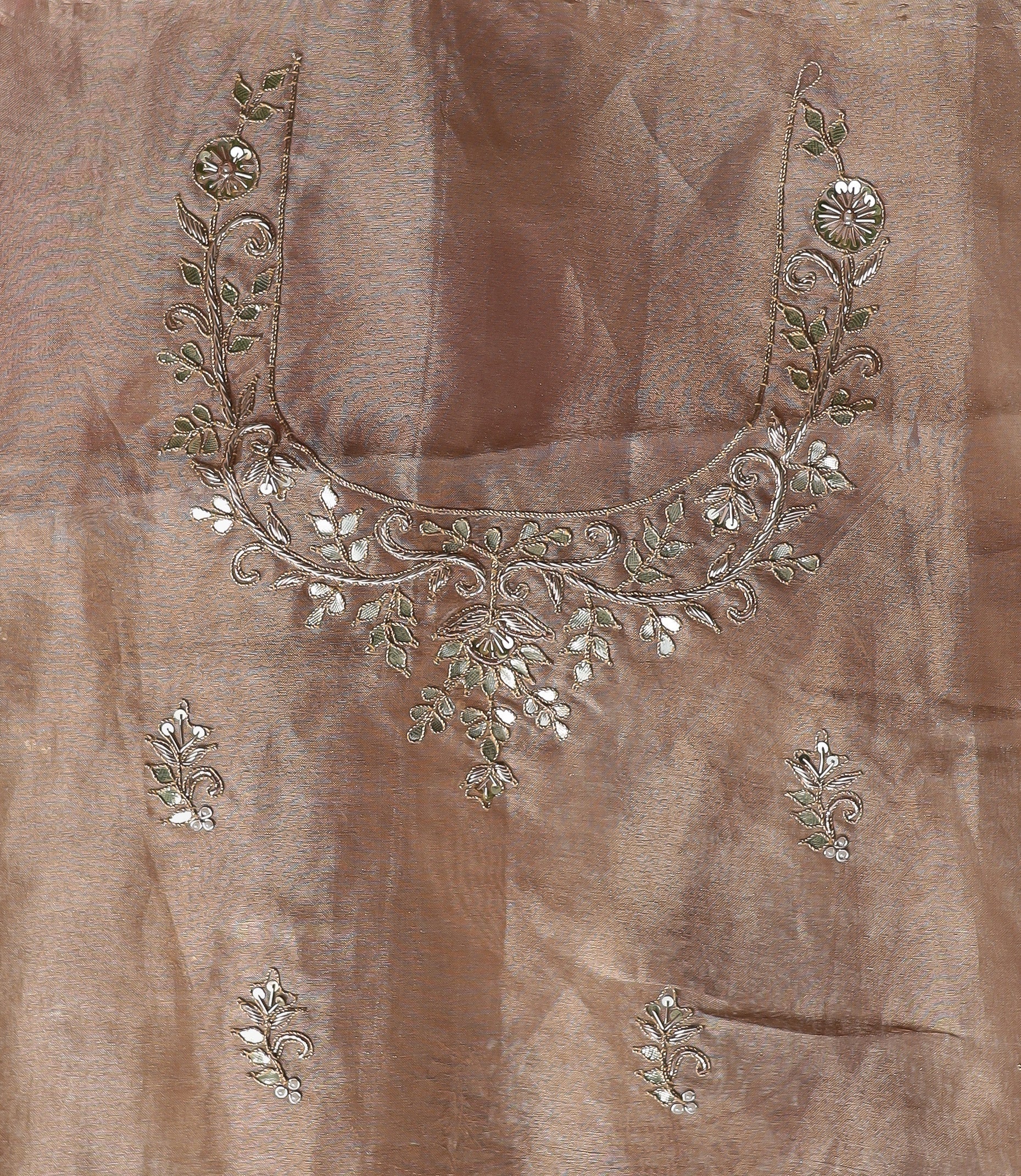 Fancy Tissue Saree with Dori, Gota Patti and Zardozi work