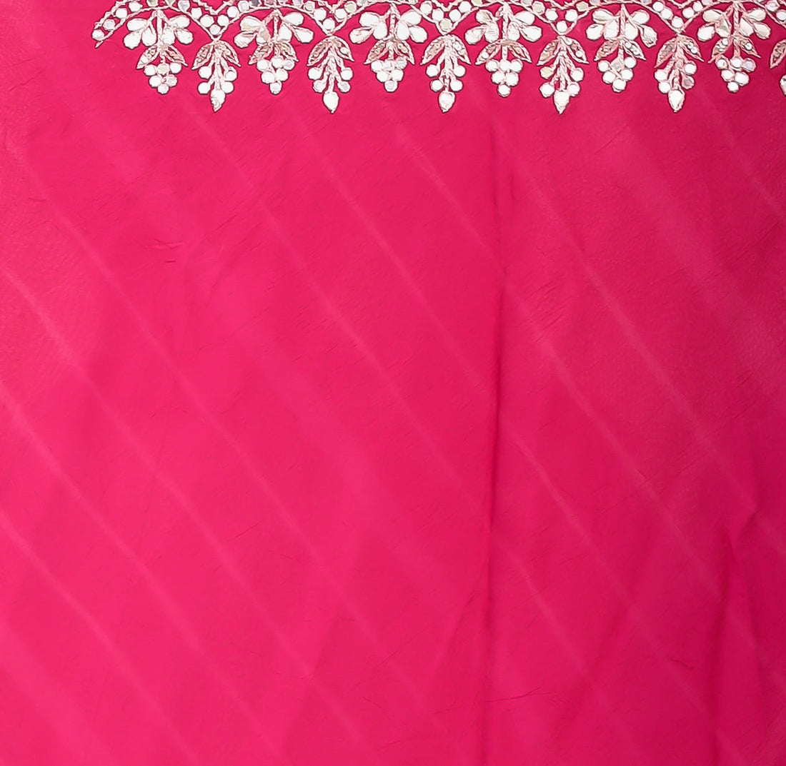 Leheriya Silk Saree with Aari and Gota Patti work