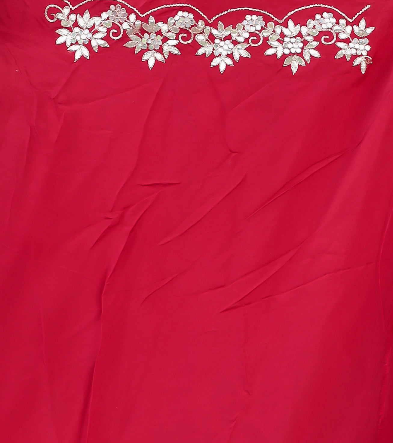 Leheriya Silk Saree with Timeless Aari and Gota Patti Embroidery