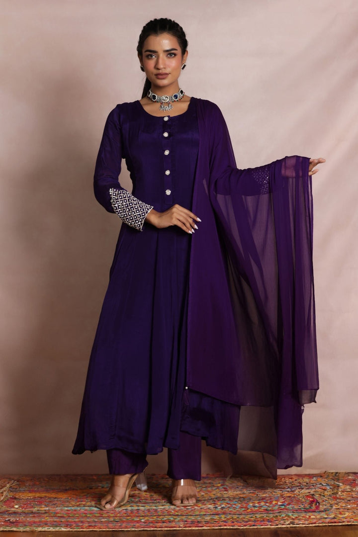 Chinon Kurta Set Stitched Embellished with Sequins work