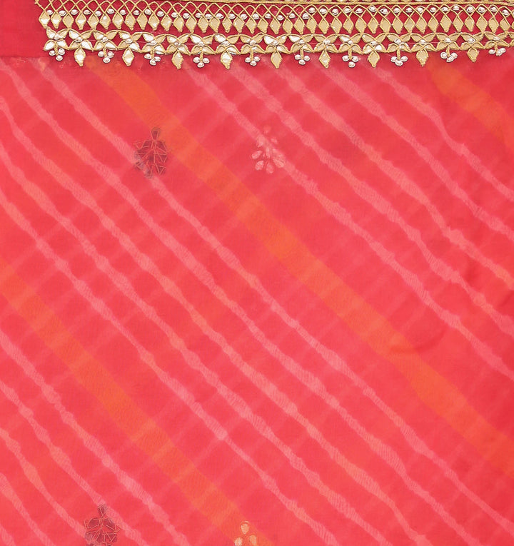 Leheriya Organza Saree with Gota Patti and Dori Embroidery