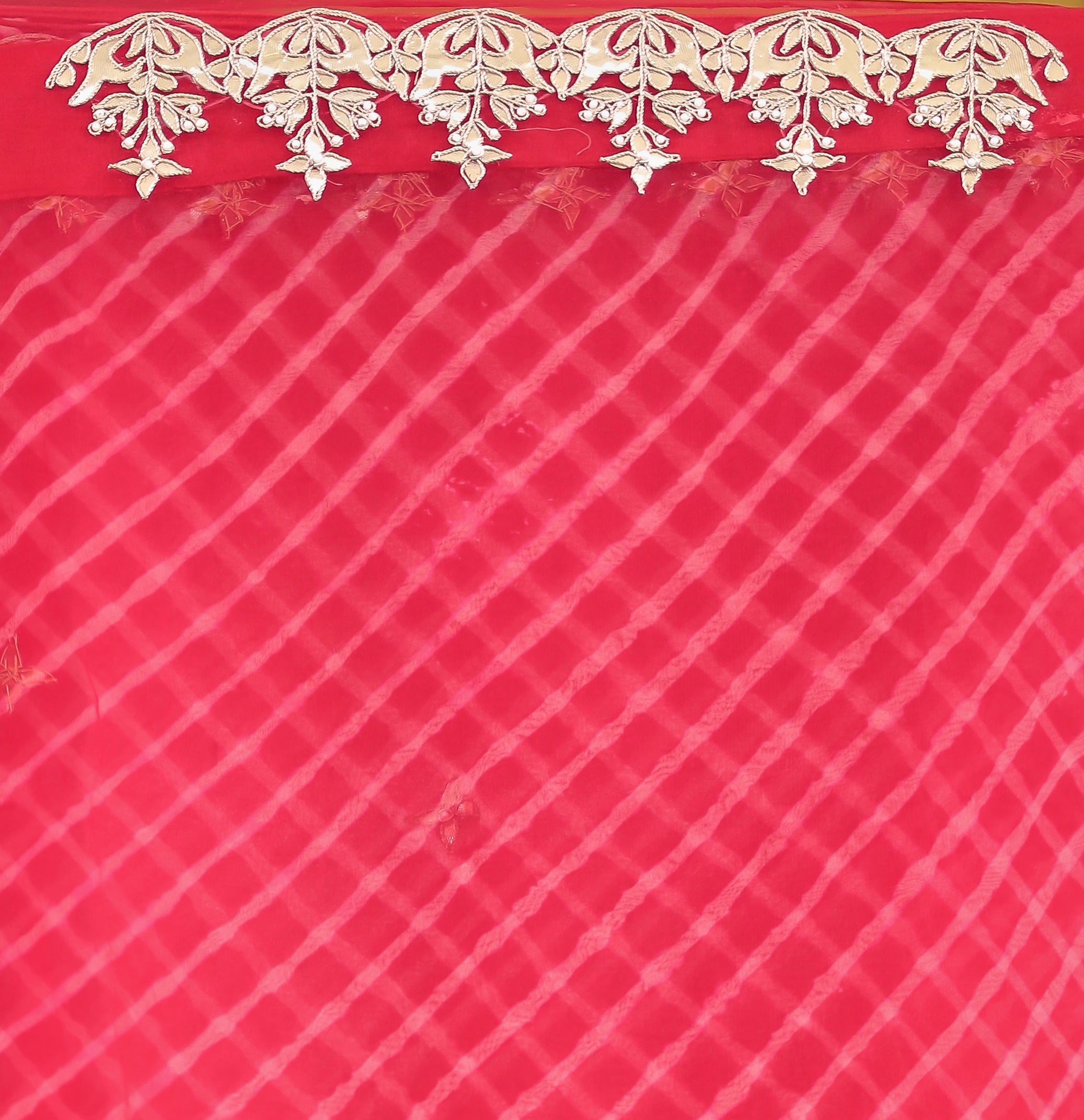Elegant Leheriya Organza Saree in Gota Patti Detailing