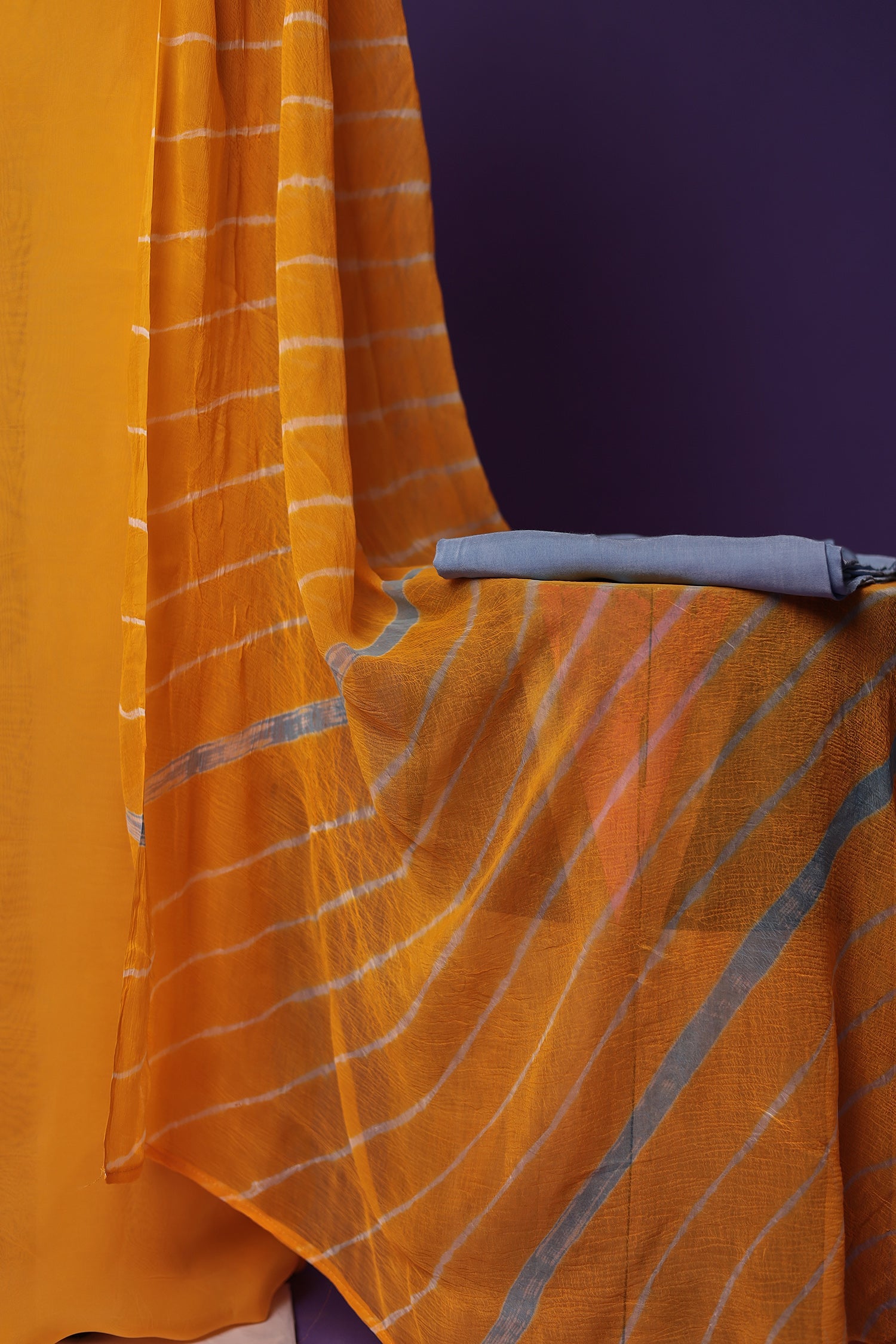 Leheriya Organza Unstitched Suit with Gota Patti and Zardozi work