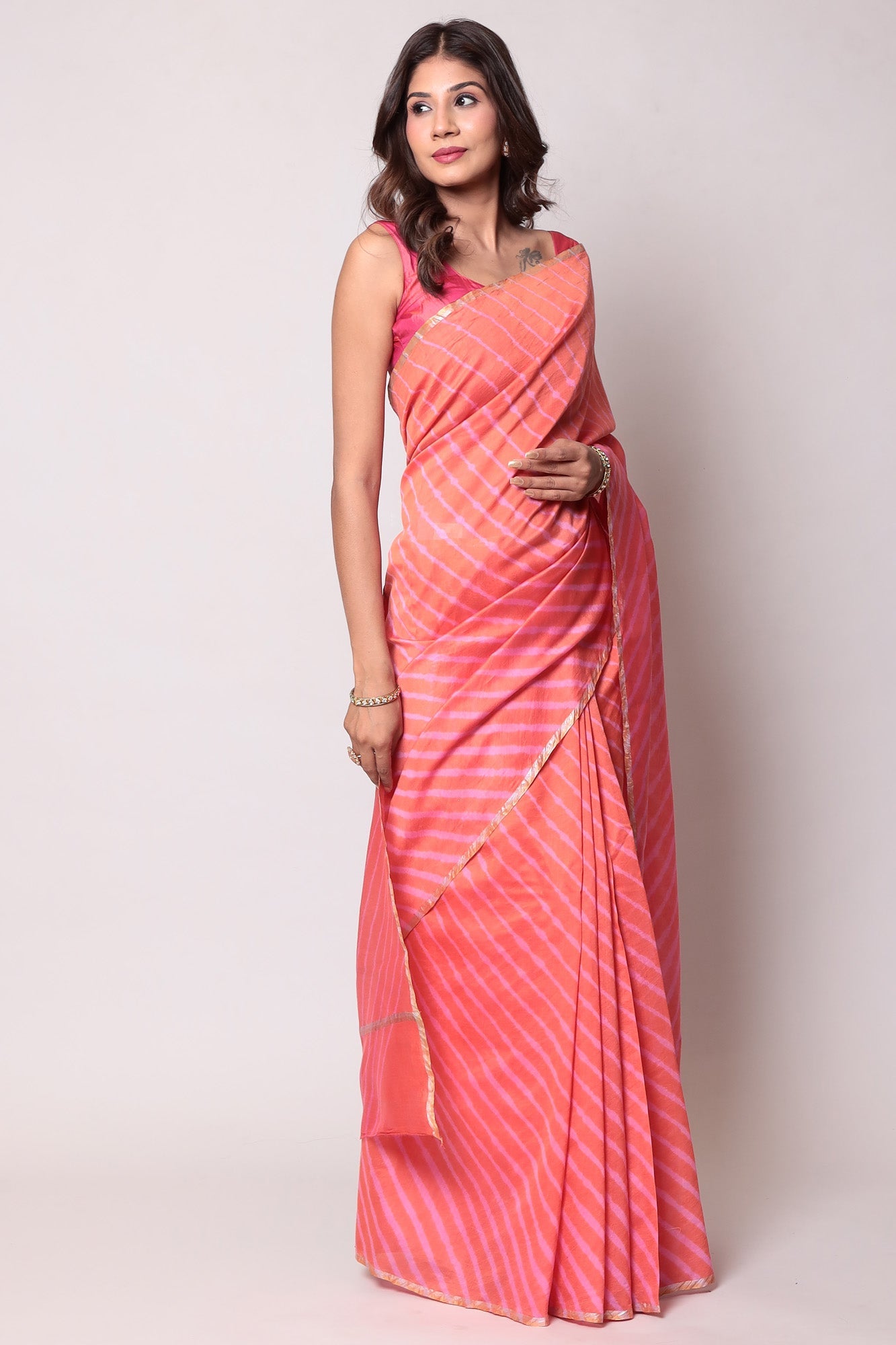 Leheriya Chanderi Cotton Saree