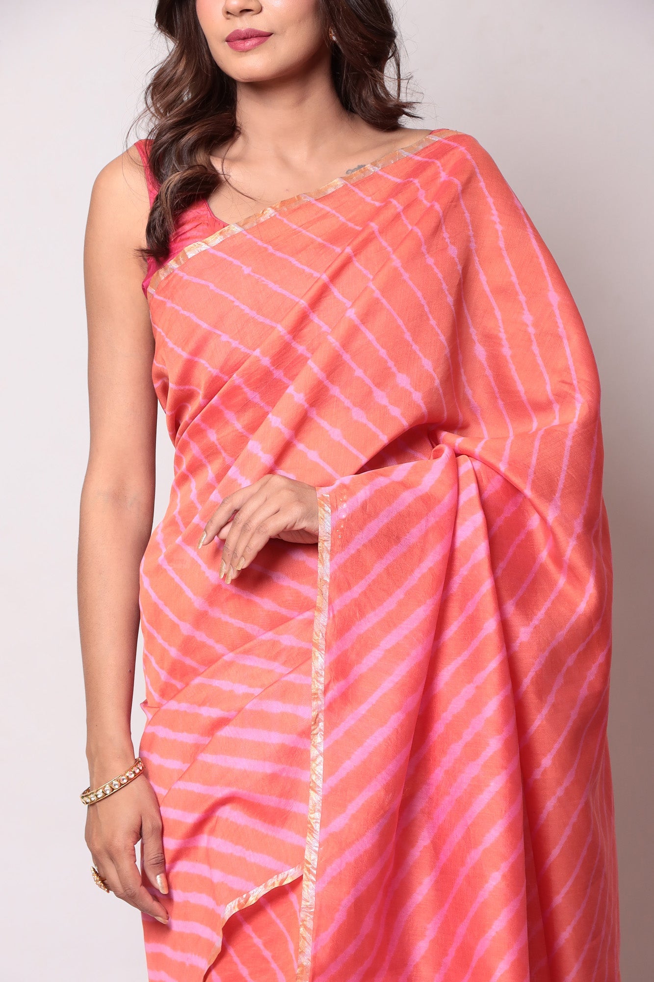 Leheriya Chanderi Cotton Saree
