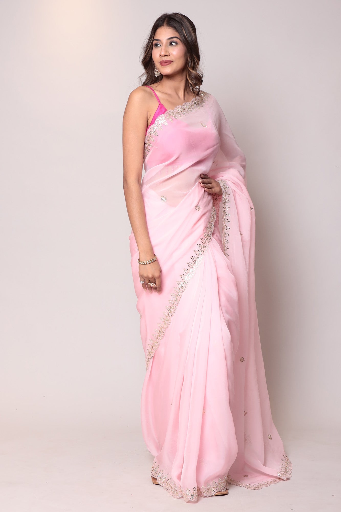Organza Saree with Gota Patti work.