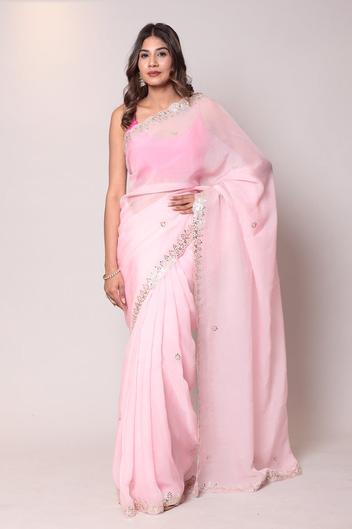 Organza Saree with Gota Patti work.