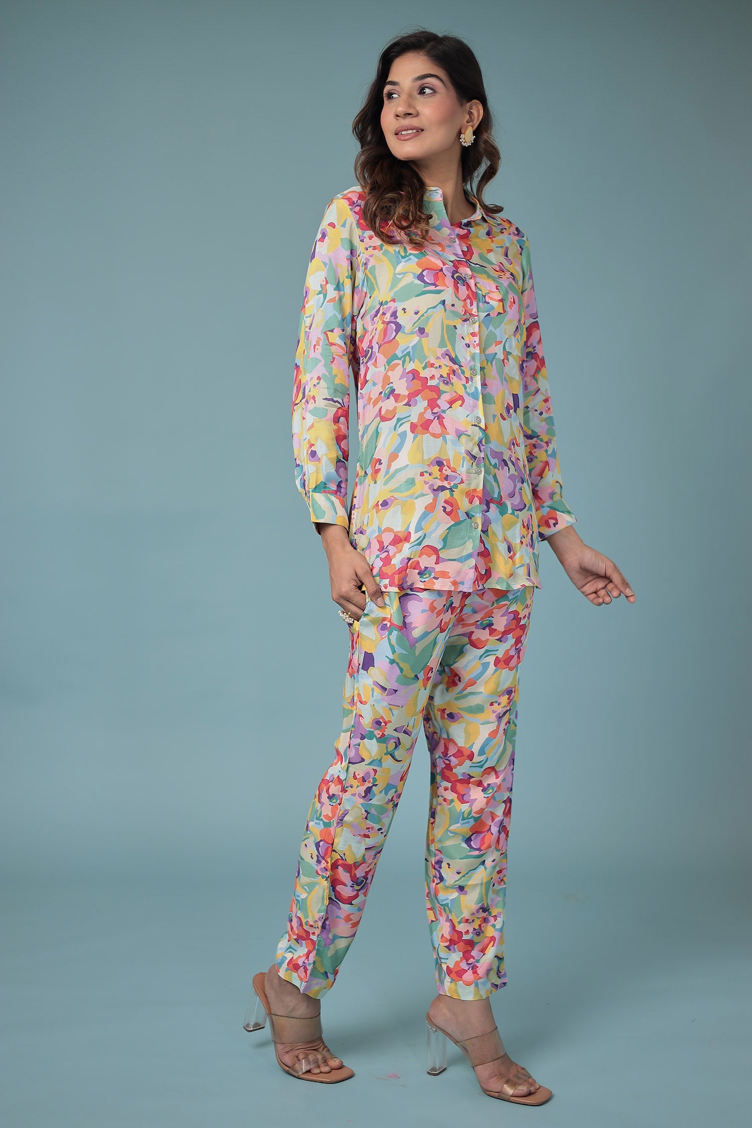 Printed Silk Blend Co Ords Set