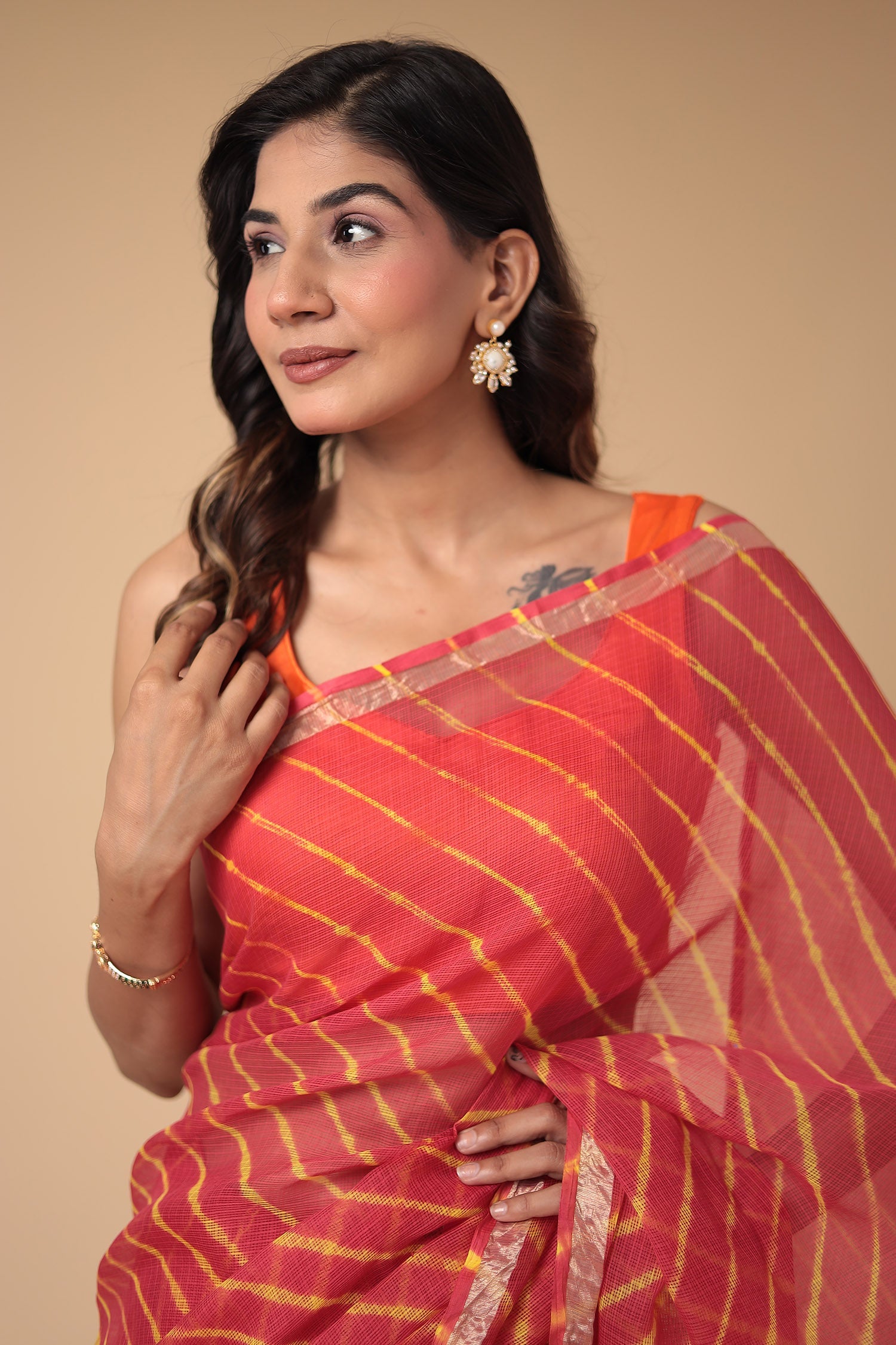 Kota Doria Cotton Leheriya Saree