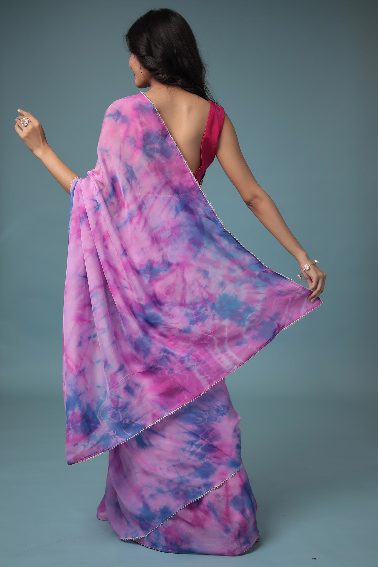 Tie & Dye Crepe Silk Saree