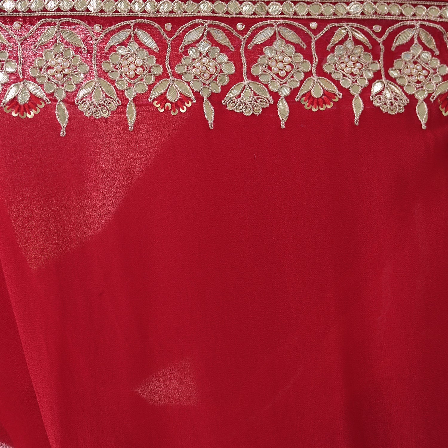 Bandhej Pure Georgette Saree with Dori and Gota Patti work