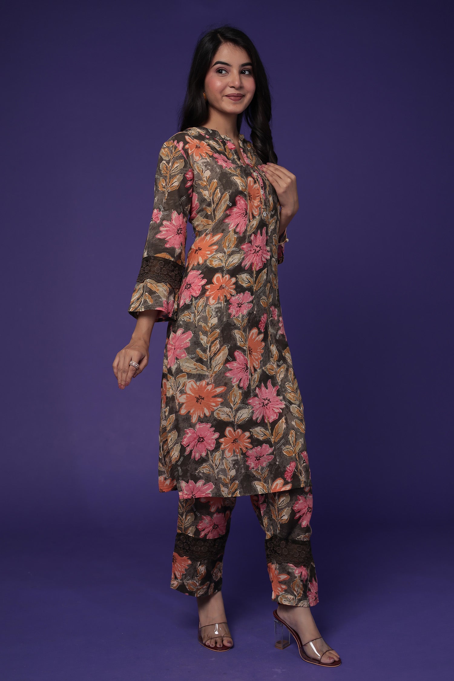 Printed Silk Blend Kurta Set Stitched