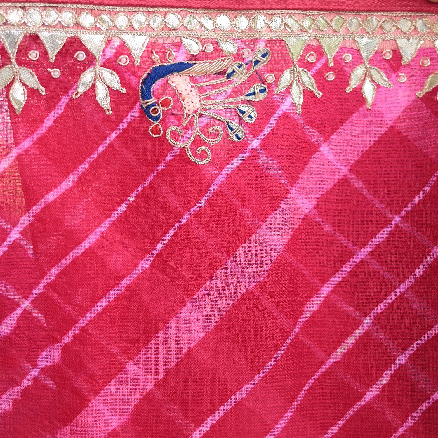 Leheriya Kota doria Saree with Dori and Gota Patti work
