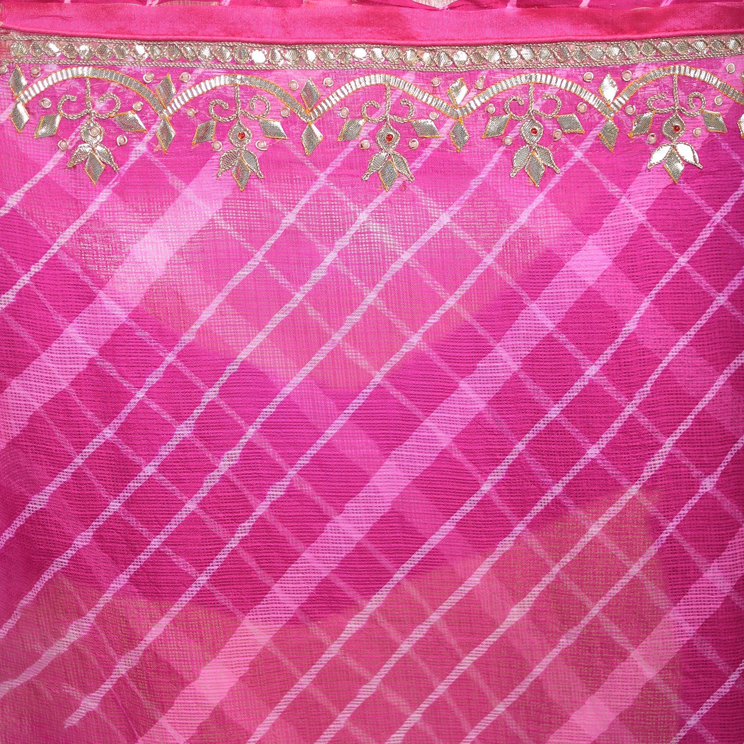 Leheriya Kota Doria Saree with Gota Patti work