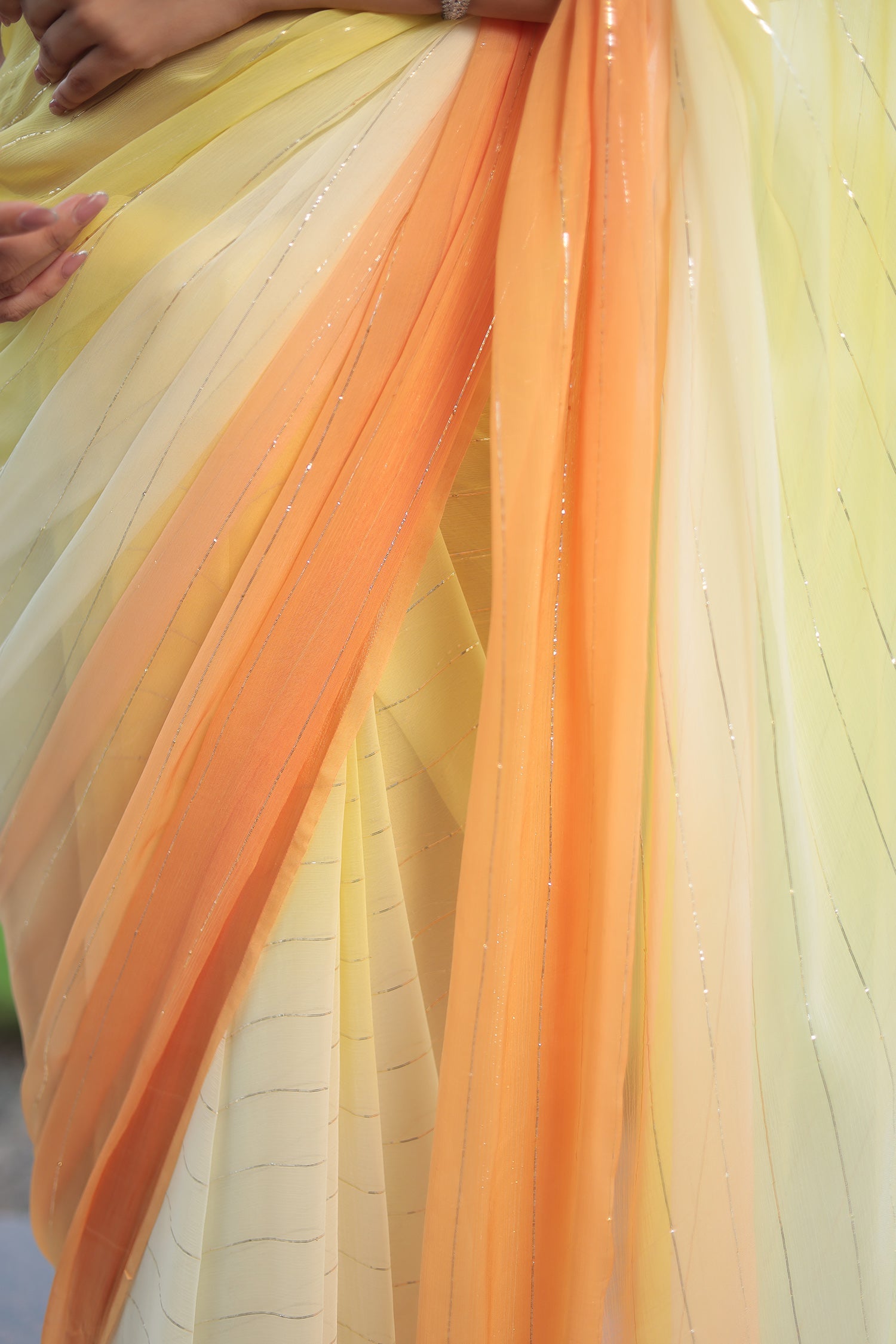 Ombre Chiffon Saree with Lurex work