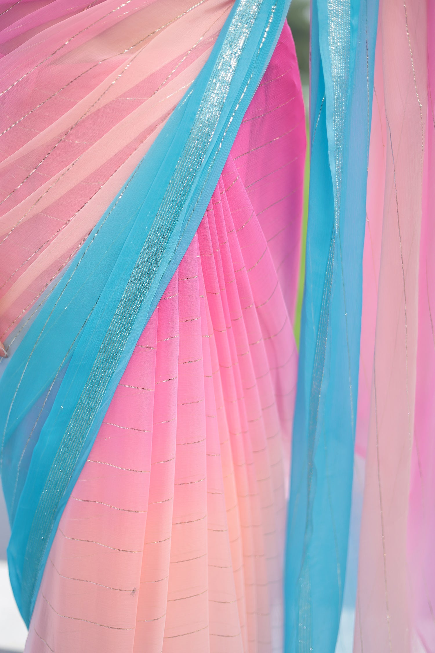 Ombre Chiffon Saree with Lurex work