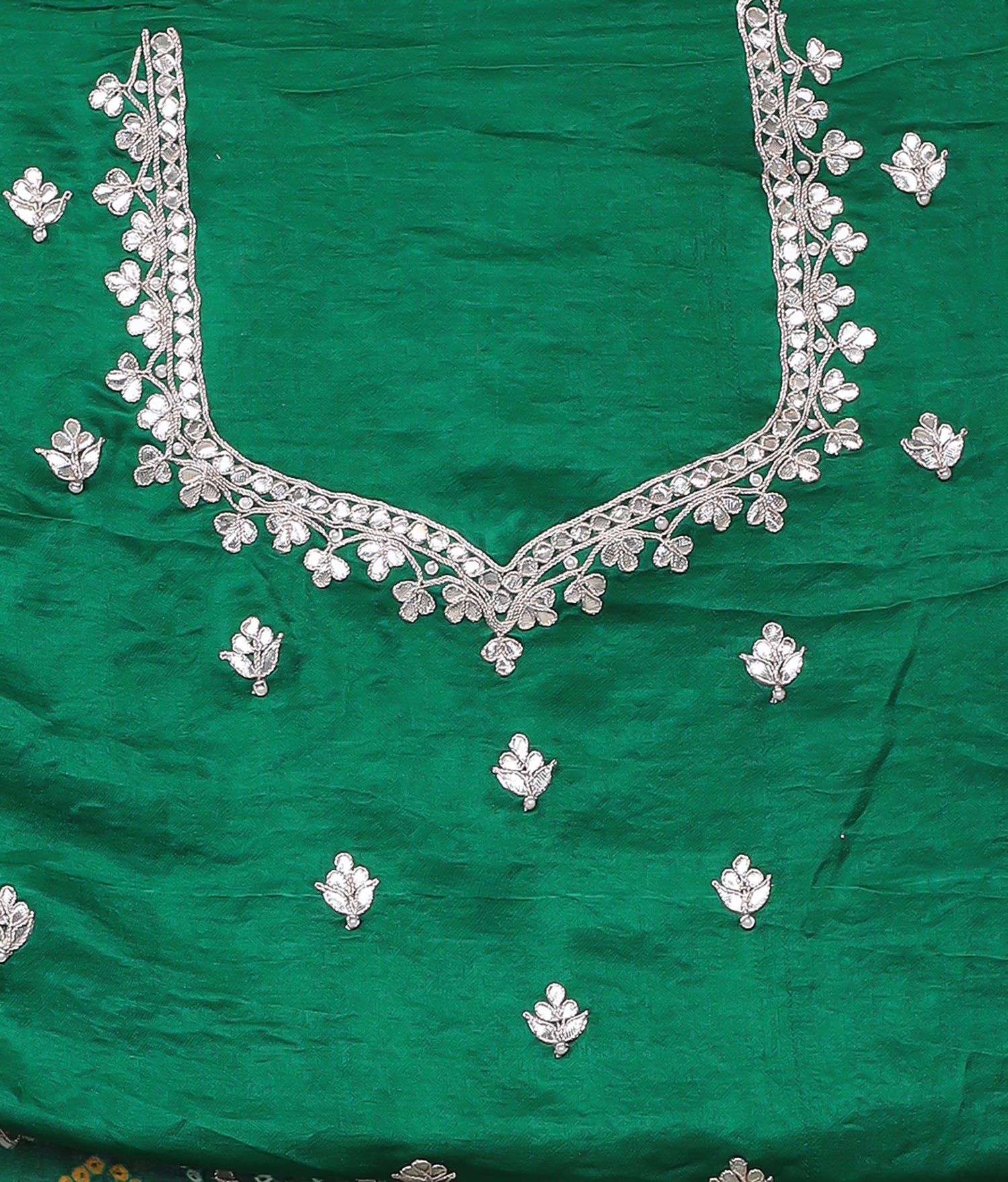 Green Bandhej Silk Embroidered Saree .