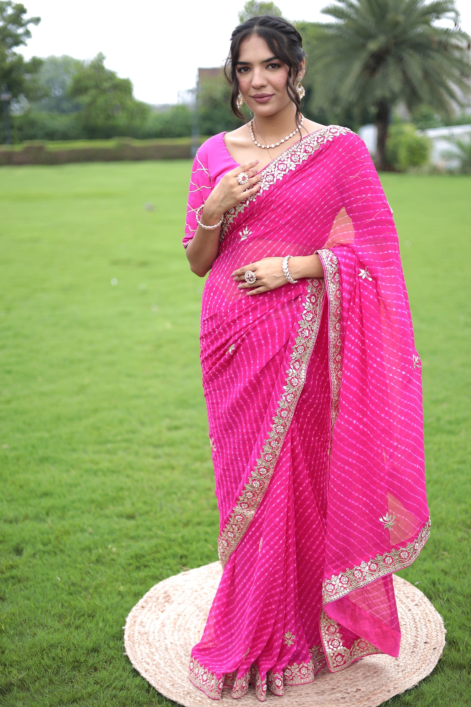 Mothra Chiffon Saree Embellished with Gota Patti work