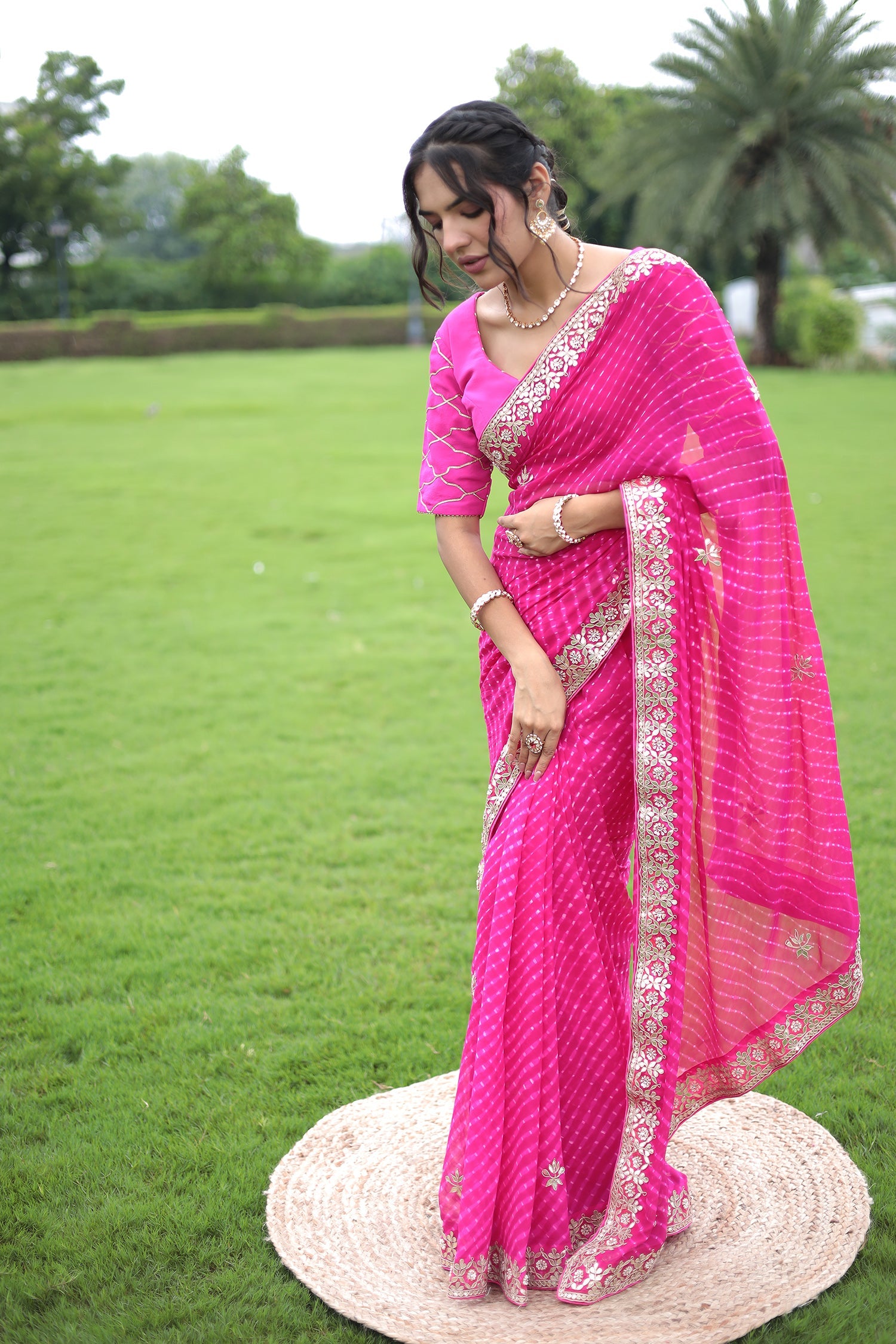 Mothra Chiffon Saree Embellished with Gota Patti work