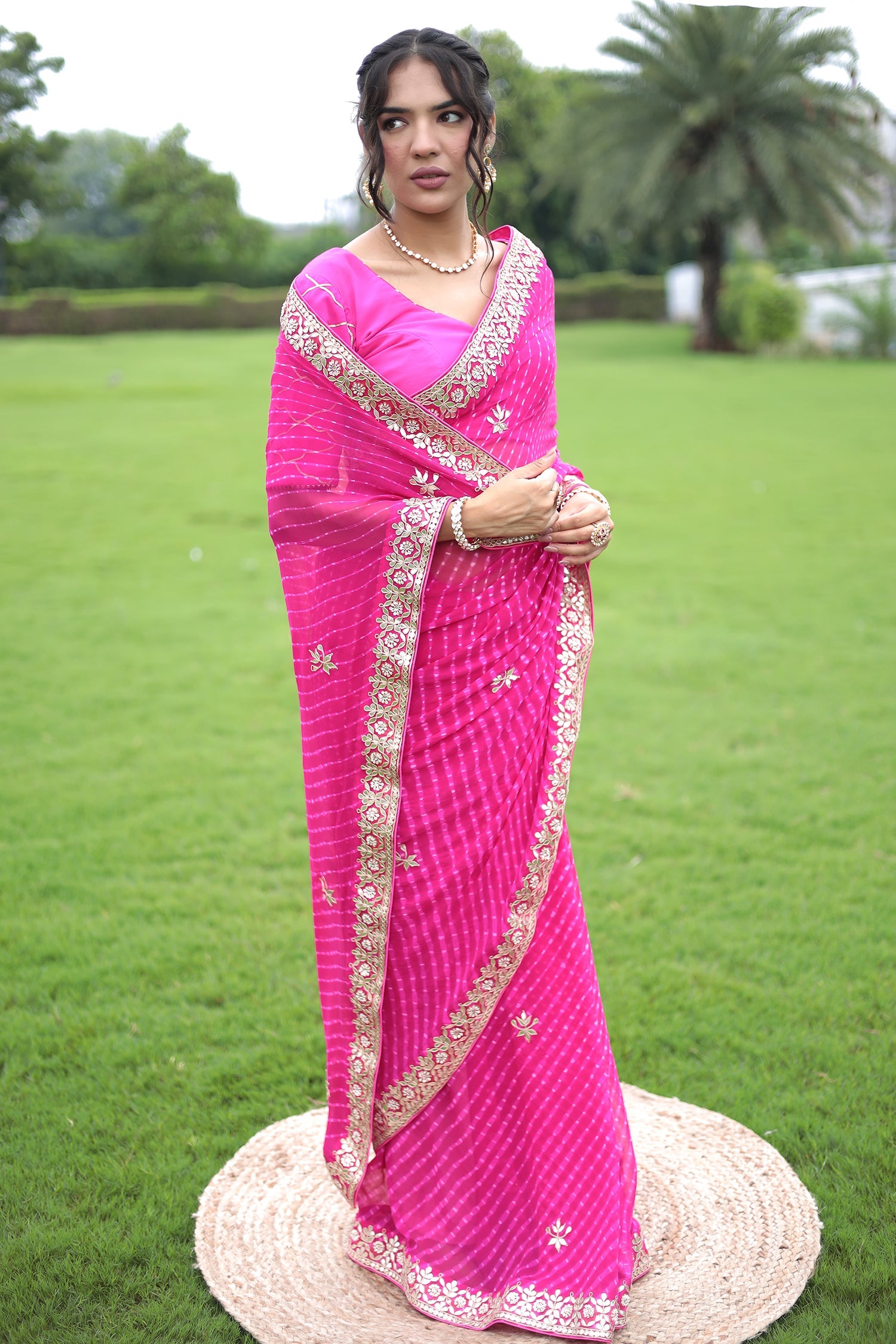 Mothra Chiffon Saree Embellished with Gota Patti work