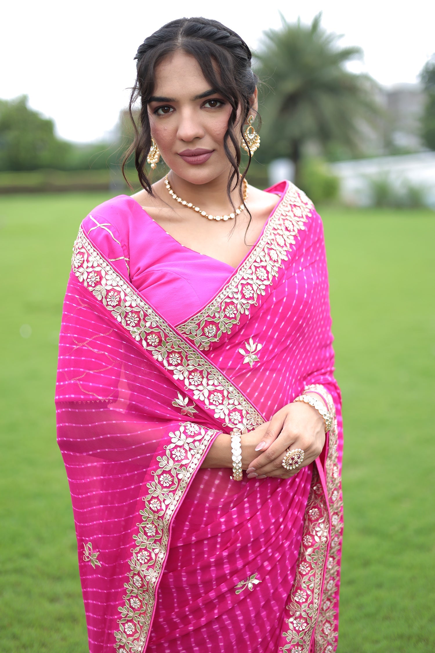 Mothra Chiffon Saree Embellished with Gota Patti work