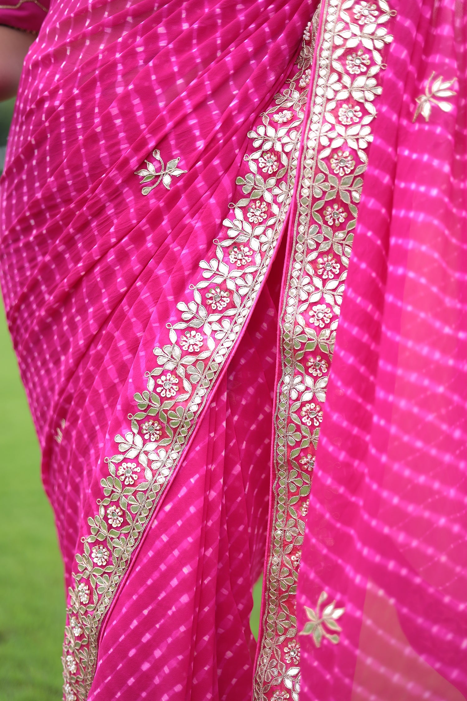 Mothra Chiffon Saree Embellished with Gota Patti work