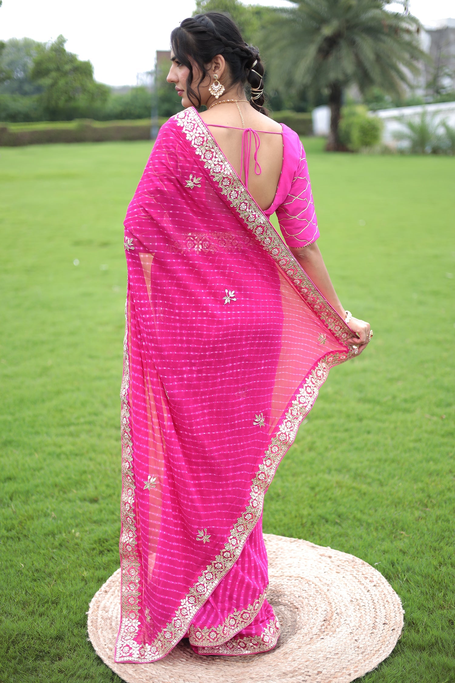 Mothra Chiffon Saree Embellished with Gota Patti work