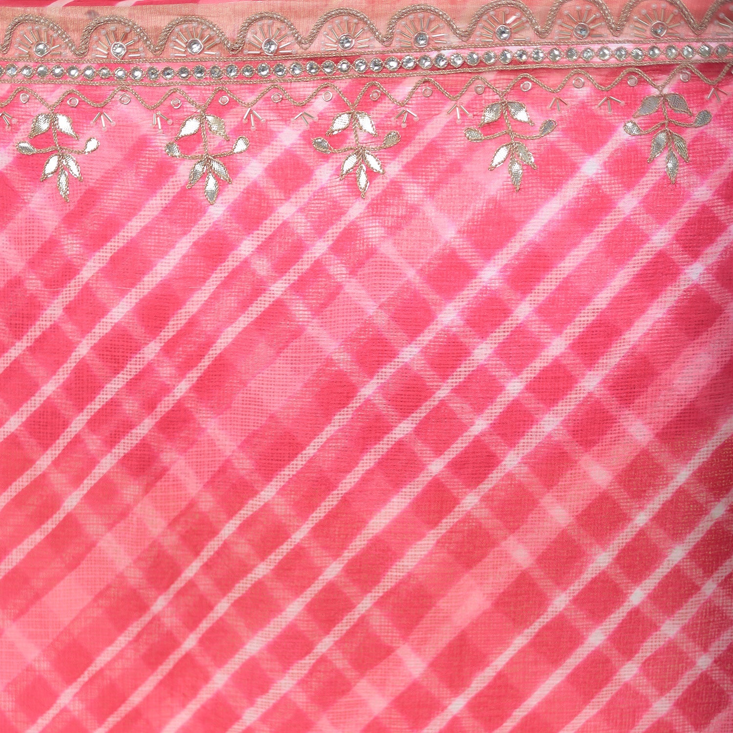 Leheriya Kota doria Saree with Gota work