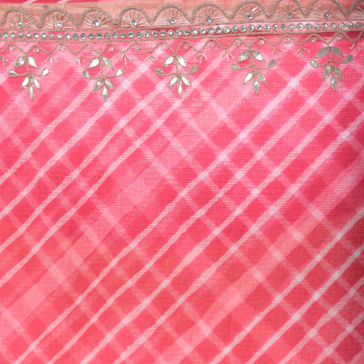 Leheriya Kota doria Saree with Gota work