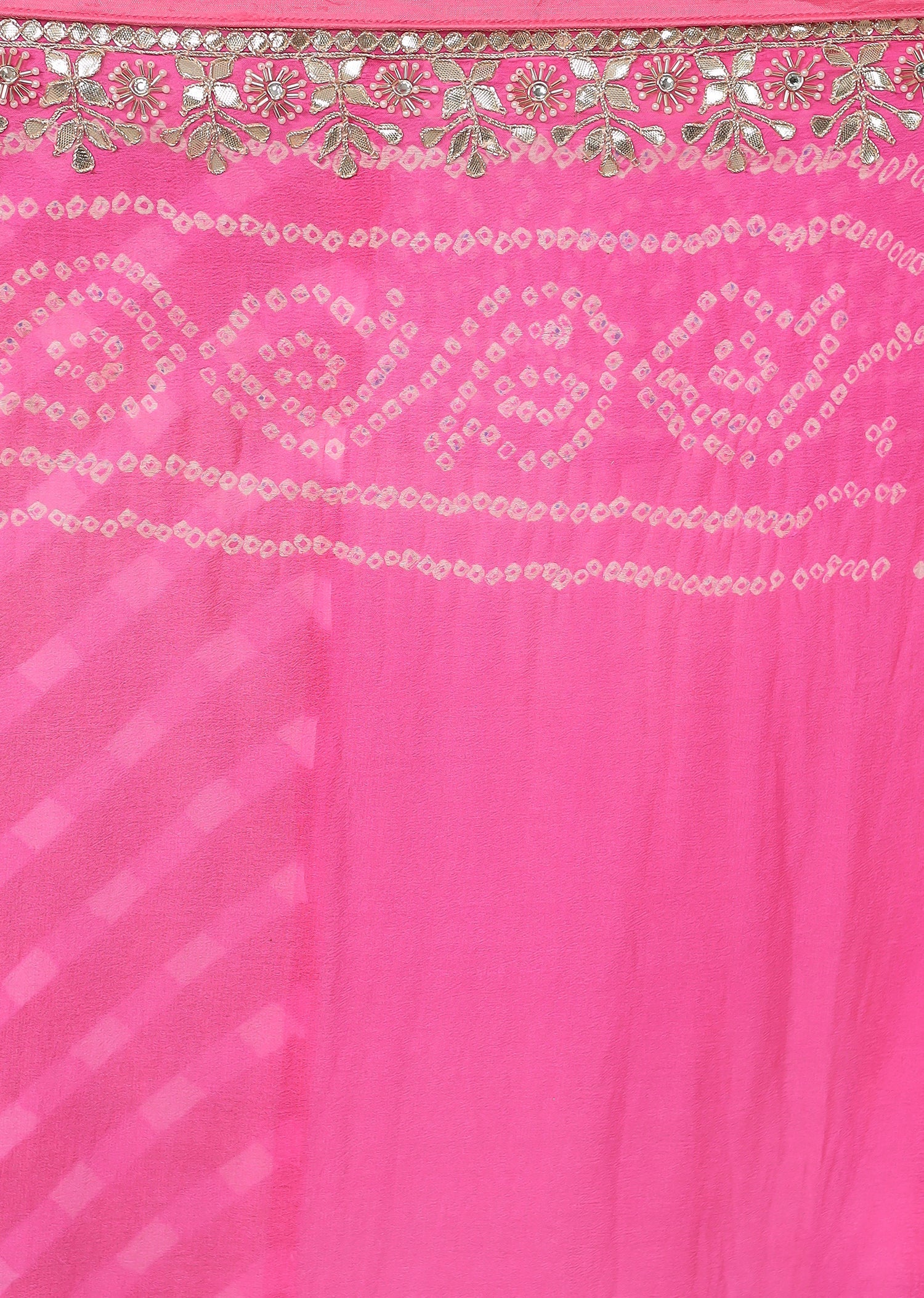 Leheriya Bandhej Georgette Saree Embellished with Gota Patti work